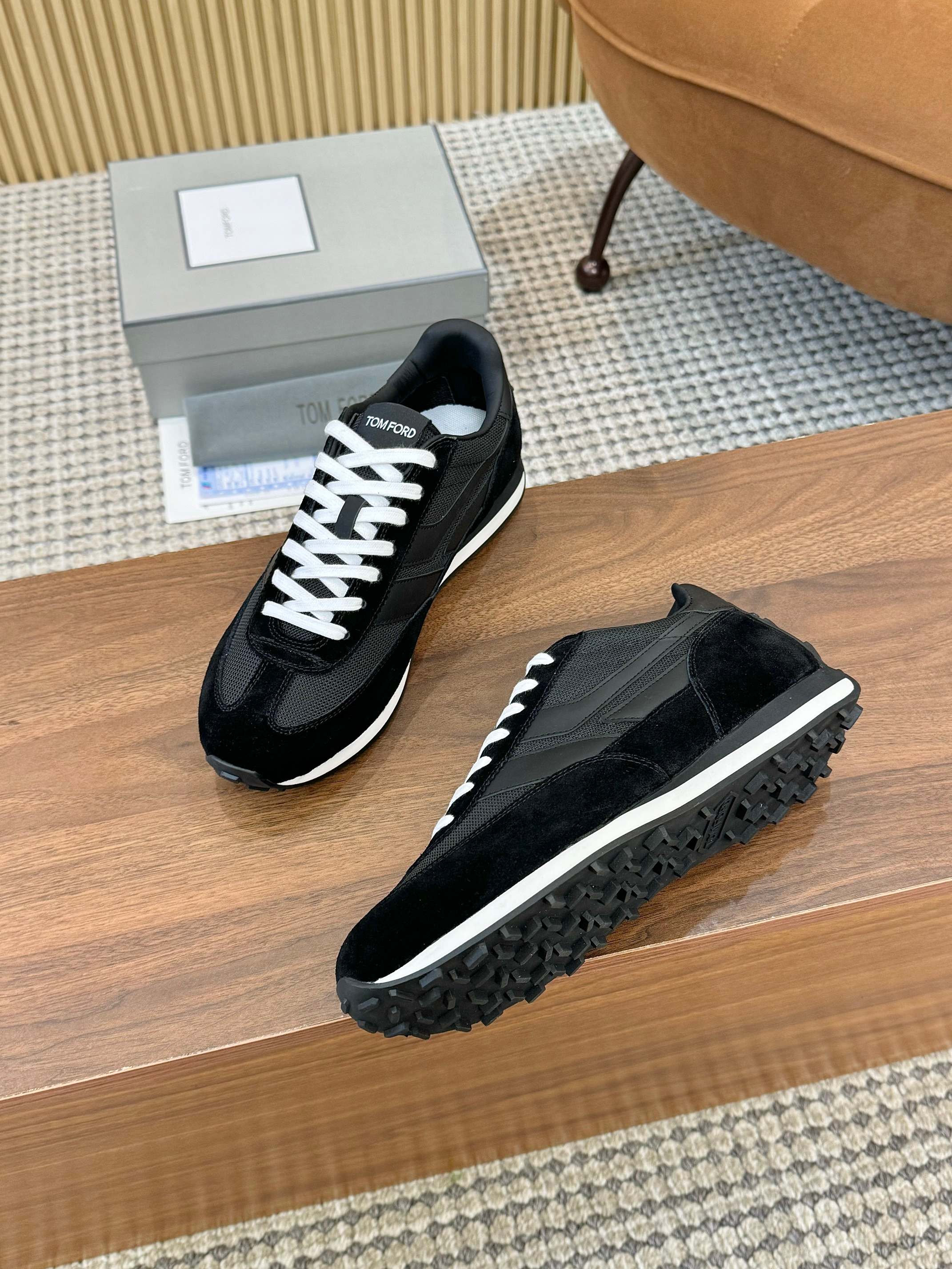 Tom Ford Low-Top Retro Runner Sneakers Black