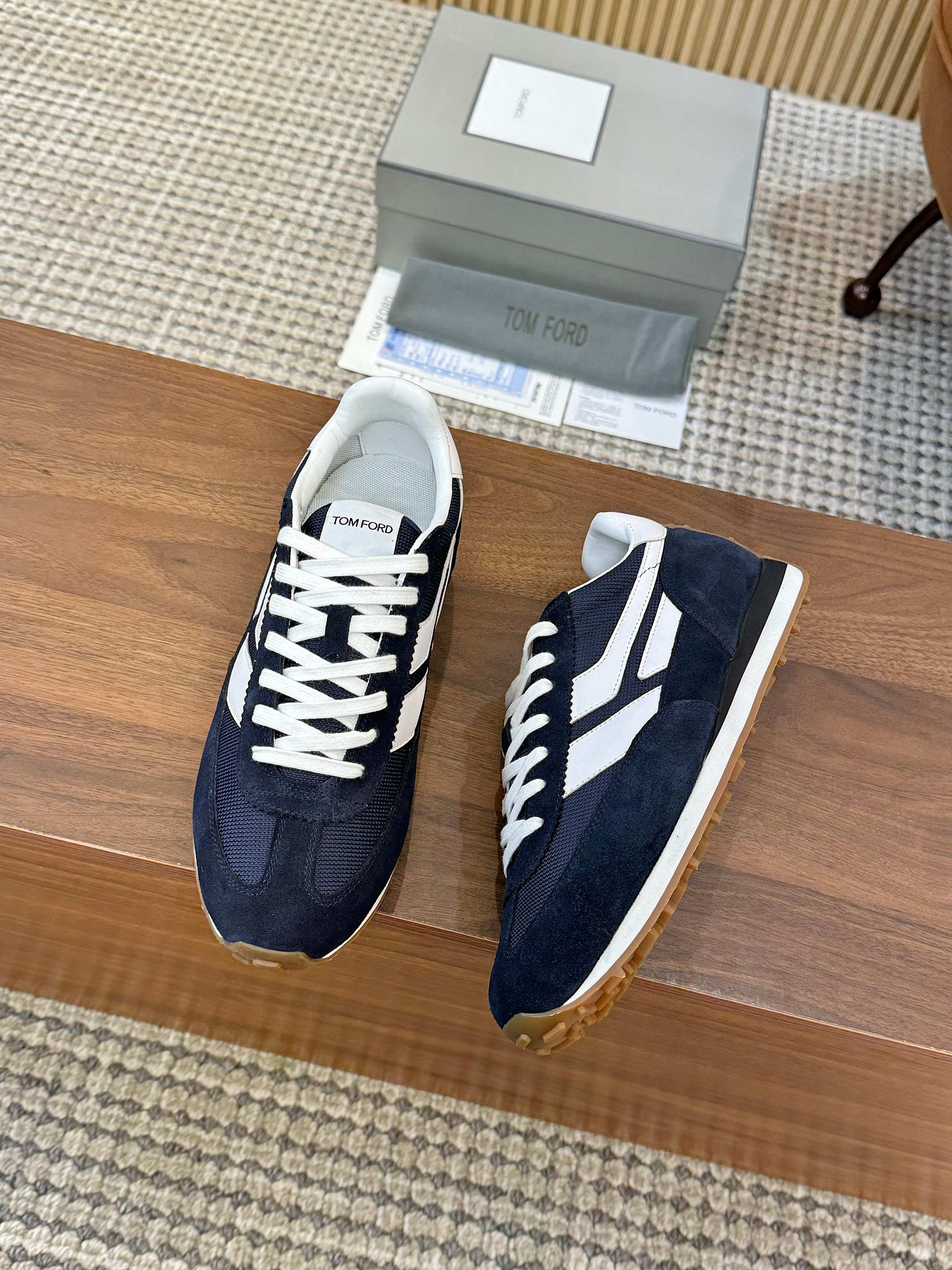 Tom Ford Retro Low-Top Sneakers Navy