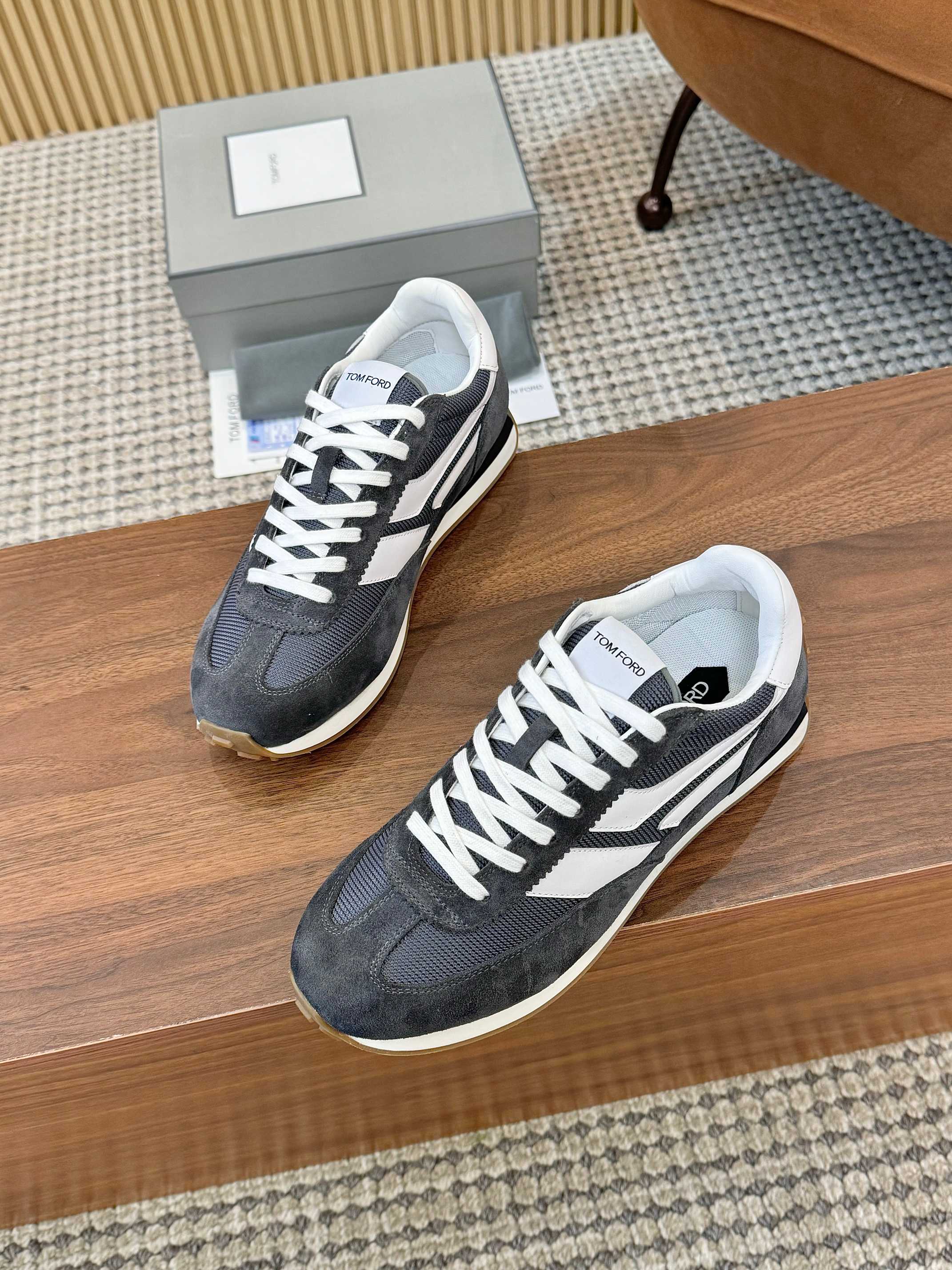 Tom Ford Retro Low-Top Sneakers Grey
