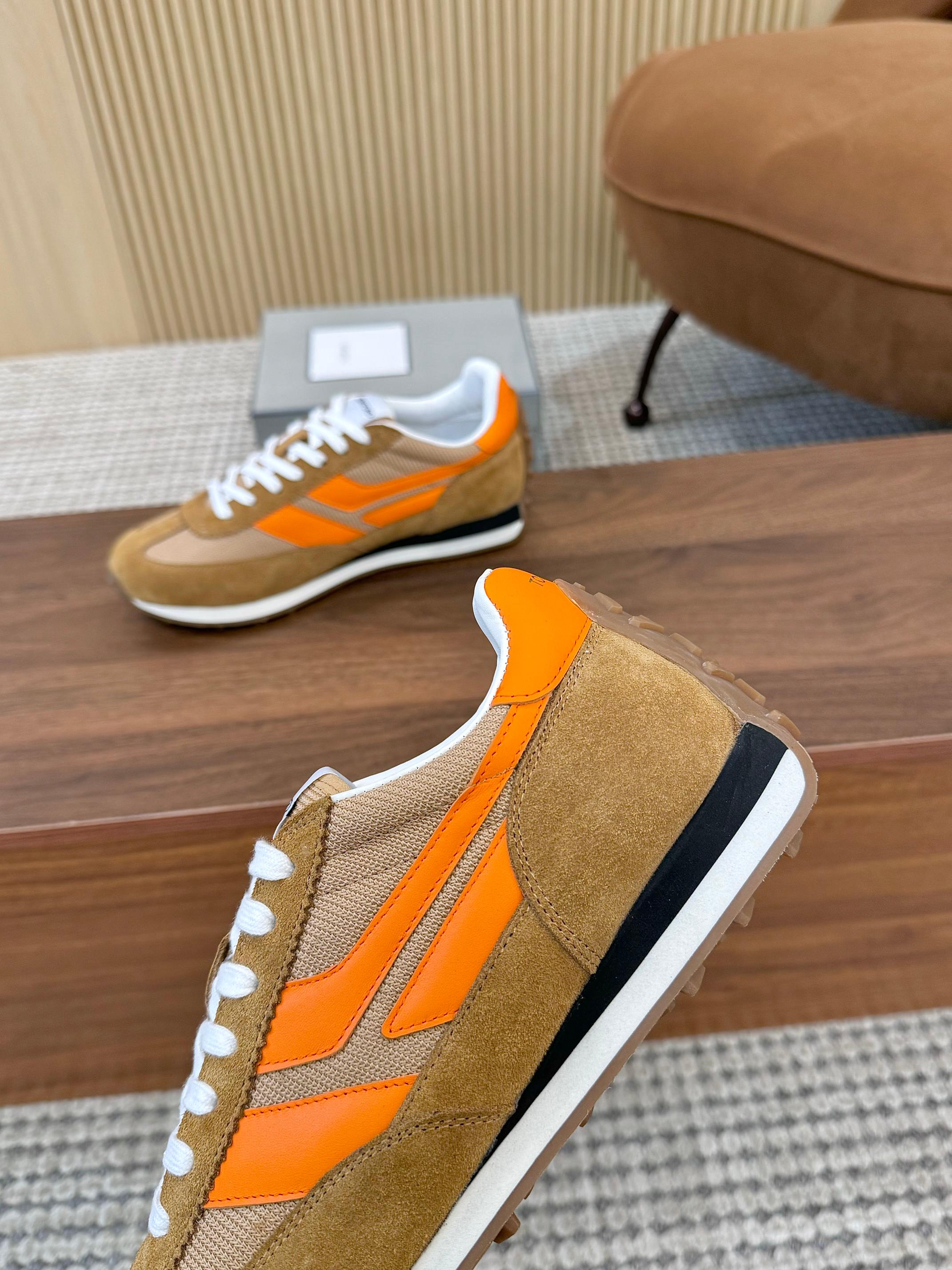 Tom Ford Retro Low-Top Sneakers Tan/Orange