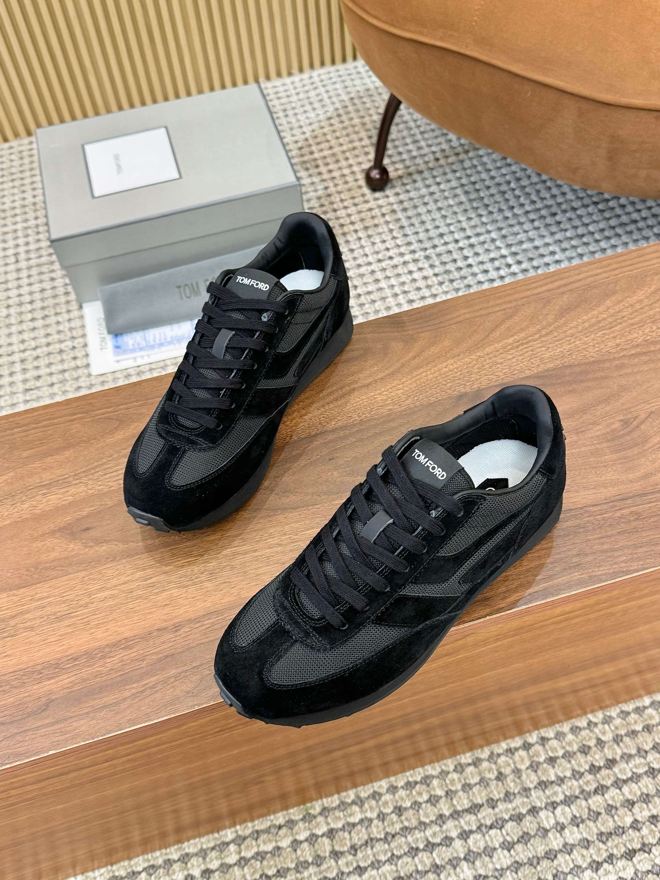 Tom Ford Retro Low-Top Sneakers Black
