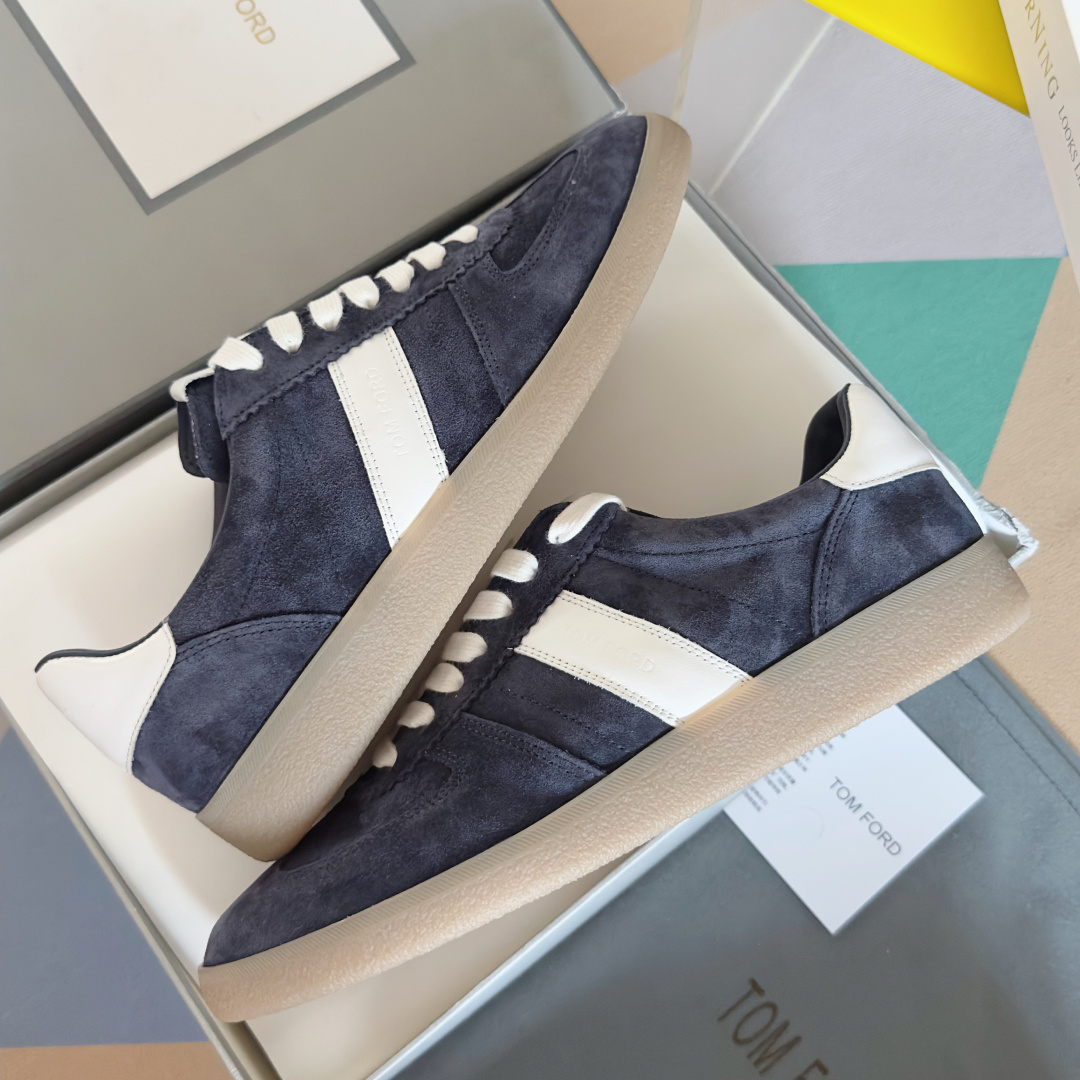 Tom Ford Suede Trainer Sneakers Navy/White
