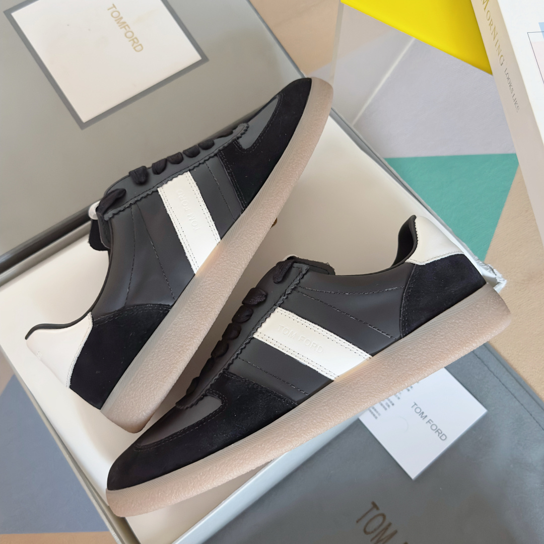 Tom Ford Terence Suede Leather Sneakers Black/White
