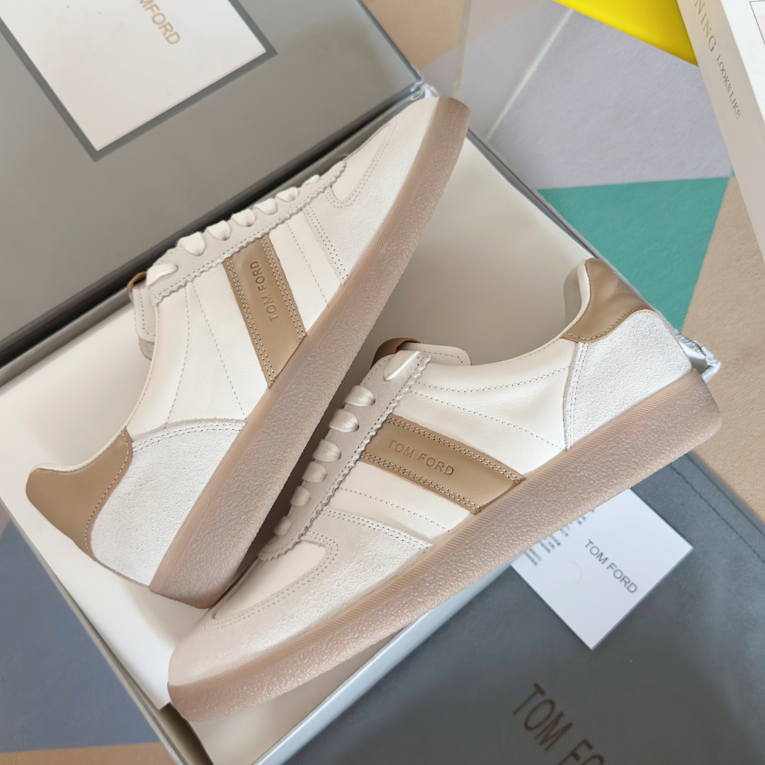 Tom Ford Terence Leather Sneakers White/Beige