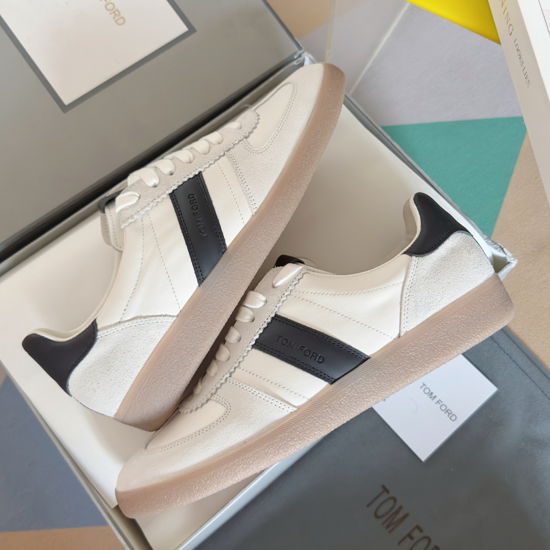 Tom Ford Terence Leather Sneakers White/Black