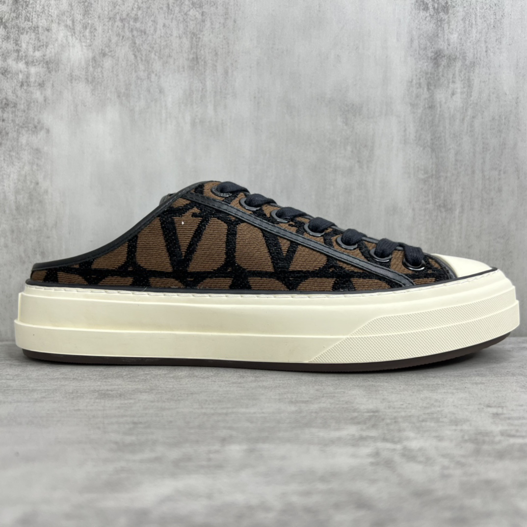 Valentino Garavani V Logo Low-Top Mule Sneakers Brown/Black
