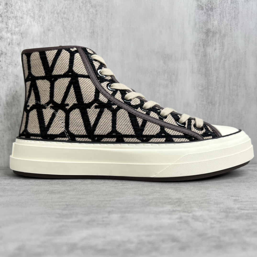 Valentino Garavani V-Logo High-Top Sneakers Beige