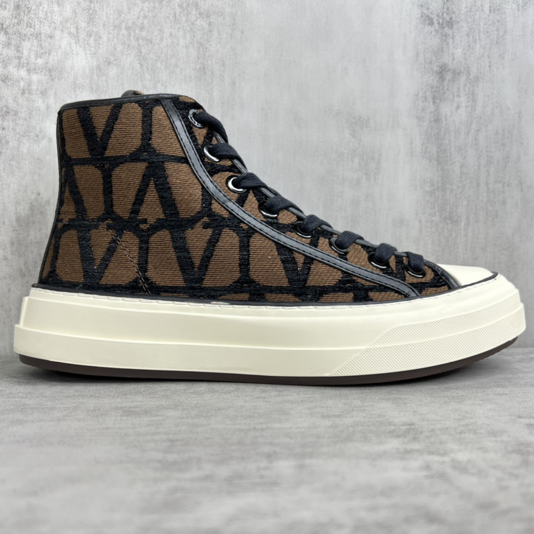 Valentino Garavani V-Logo High-Top Sneakers Brown/Black