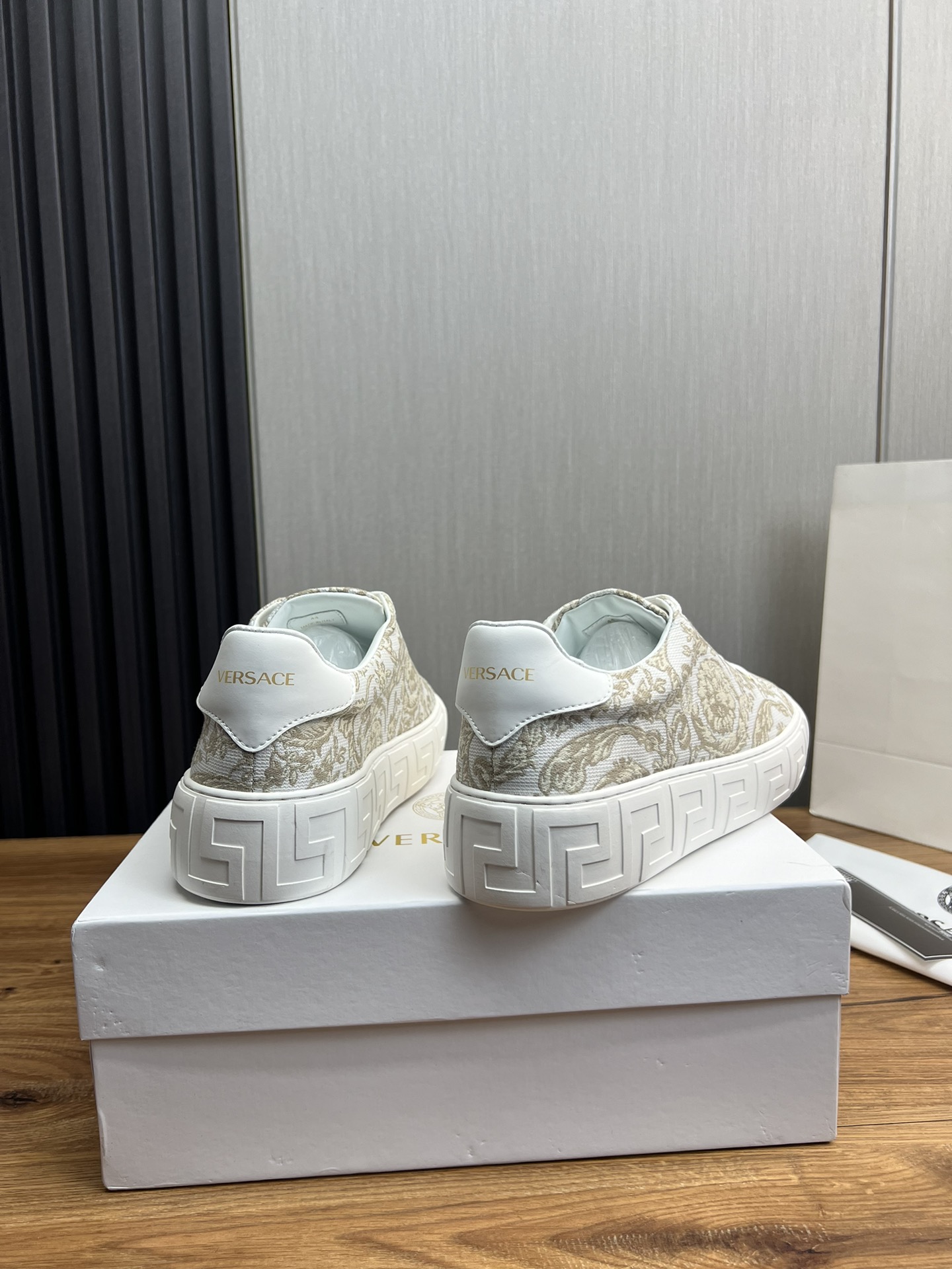 Versace Jacquard Leather Sneakers Multi