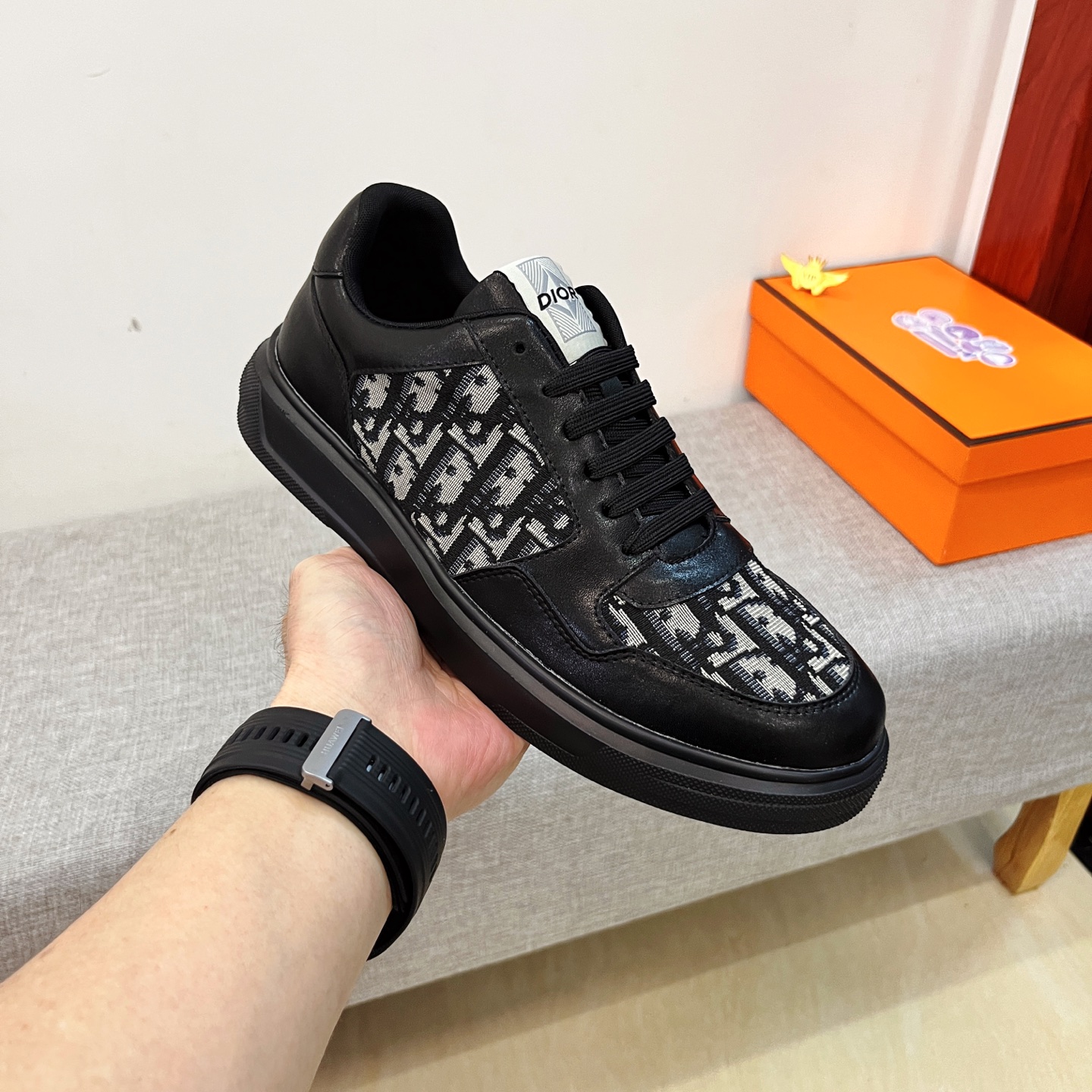 Dior Monogram Low-Top Sneakers Black