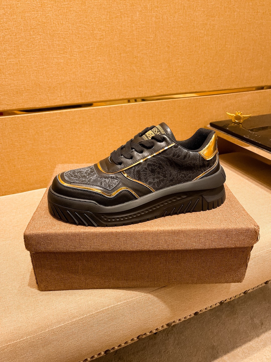 Versace Chunky Low-Top Sneakers Black Gold