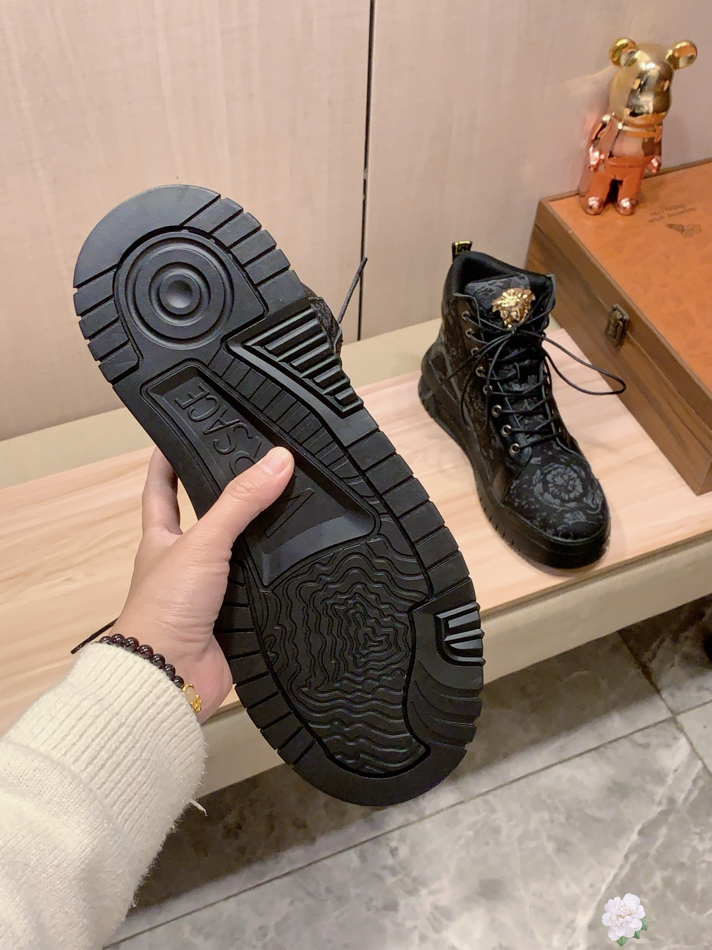 Versace Medusa High-Top Boots Black