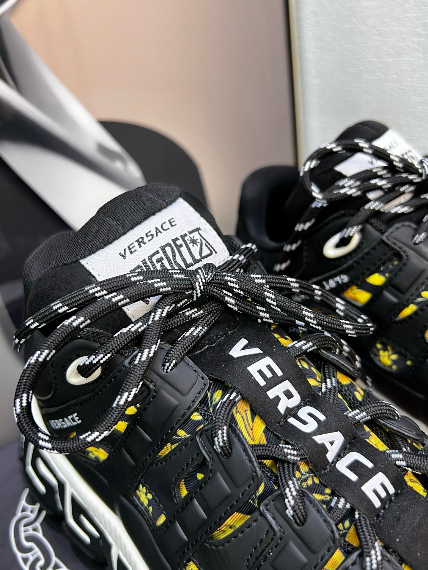 Versace Trigreca Chunky Sneakers Black Yellow