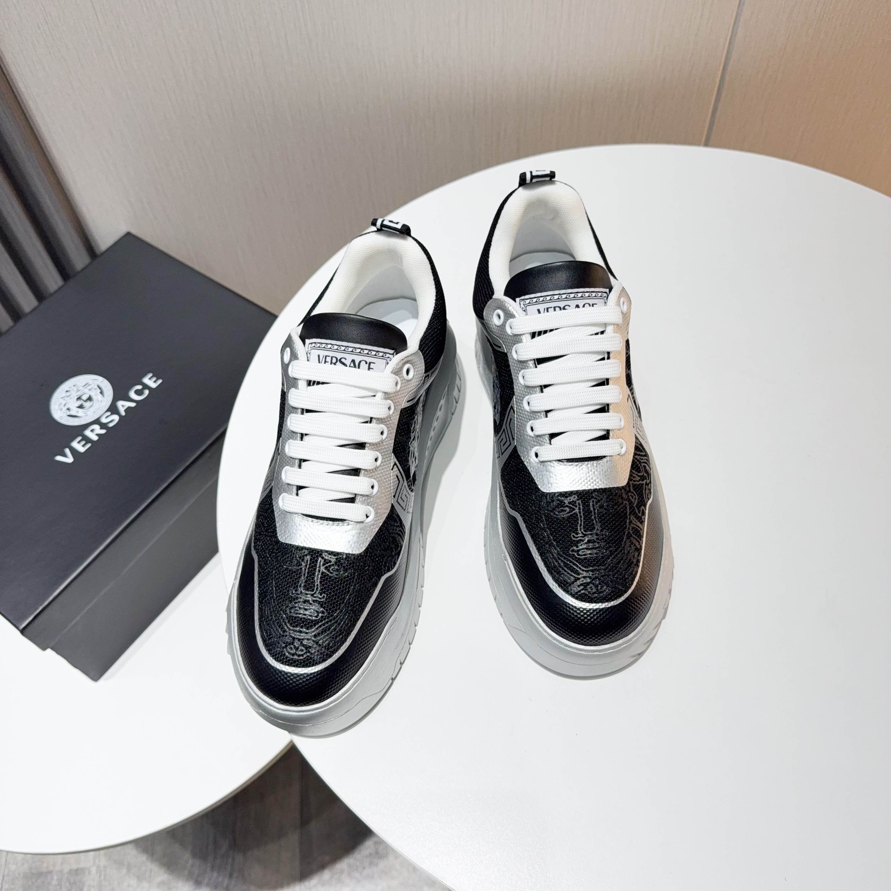 Versace Grace Labyrinth Knit Sneakers Black/Silver