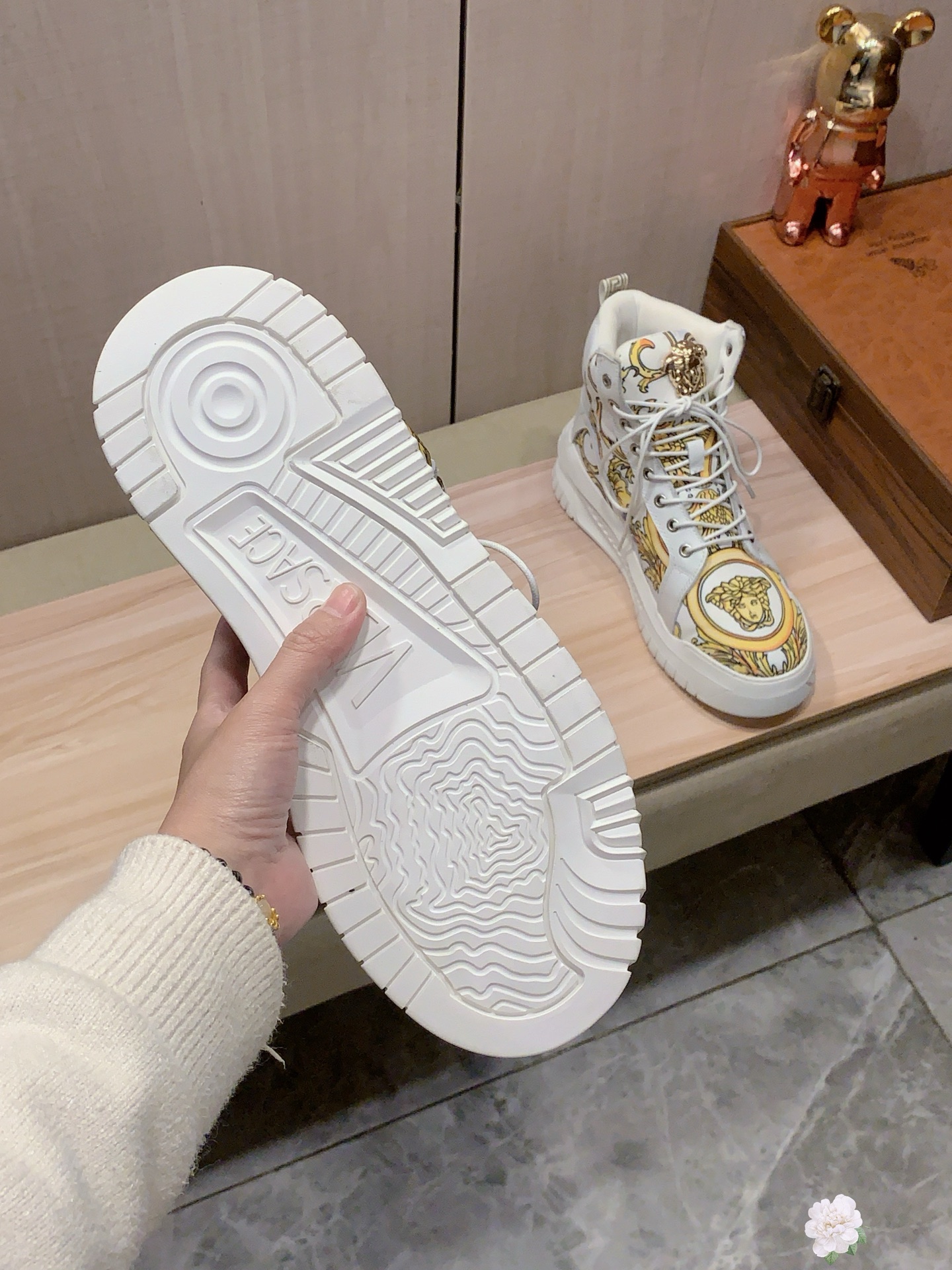 Versace Baroque High-Top Sneakers White/Gold
