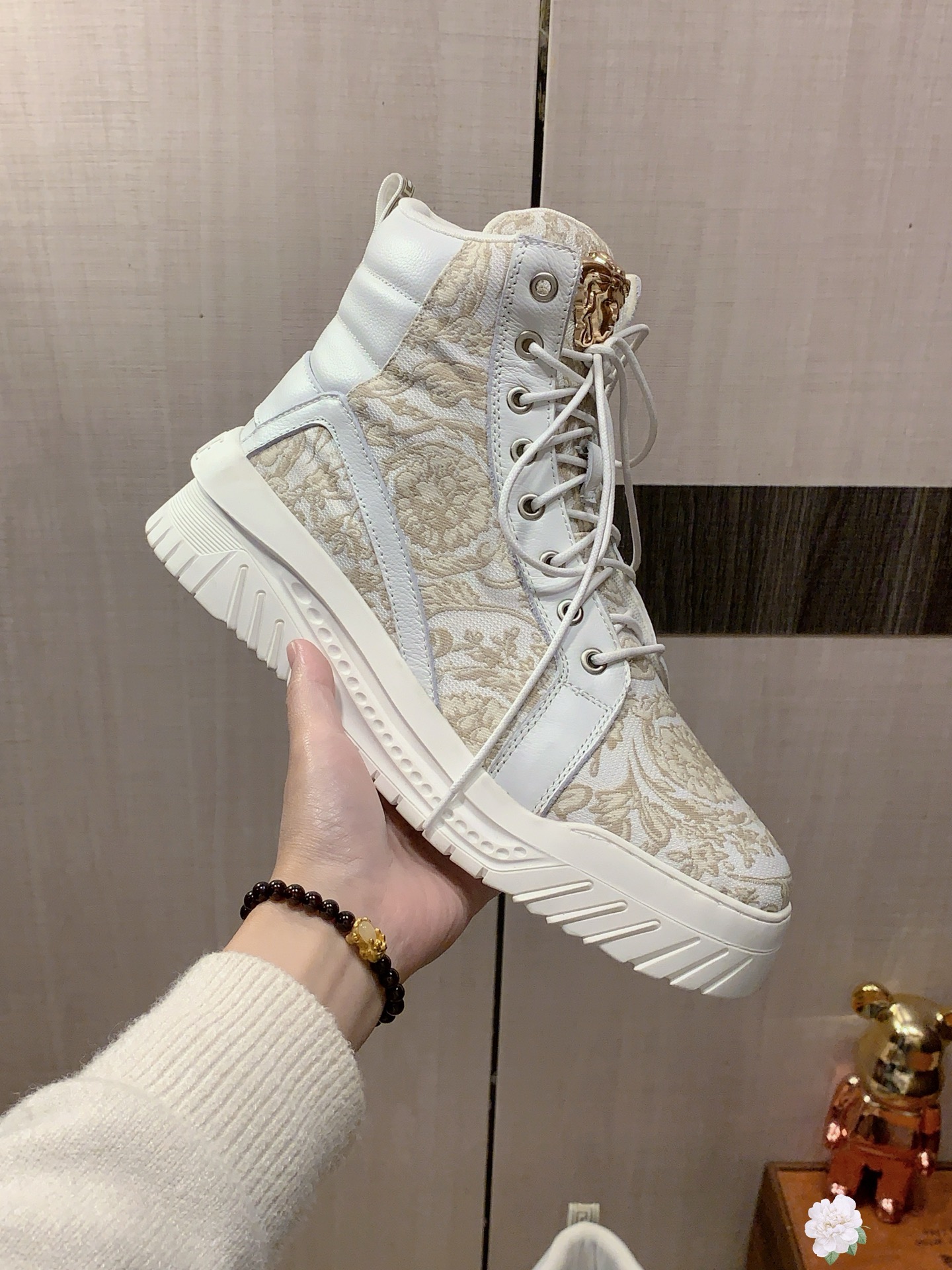 Versace Baroque High-Top Sneakers Multi-Color