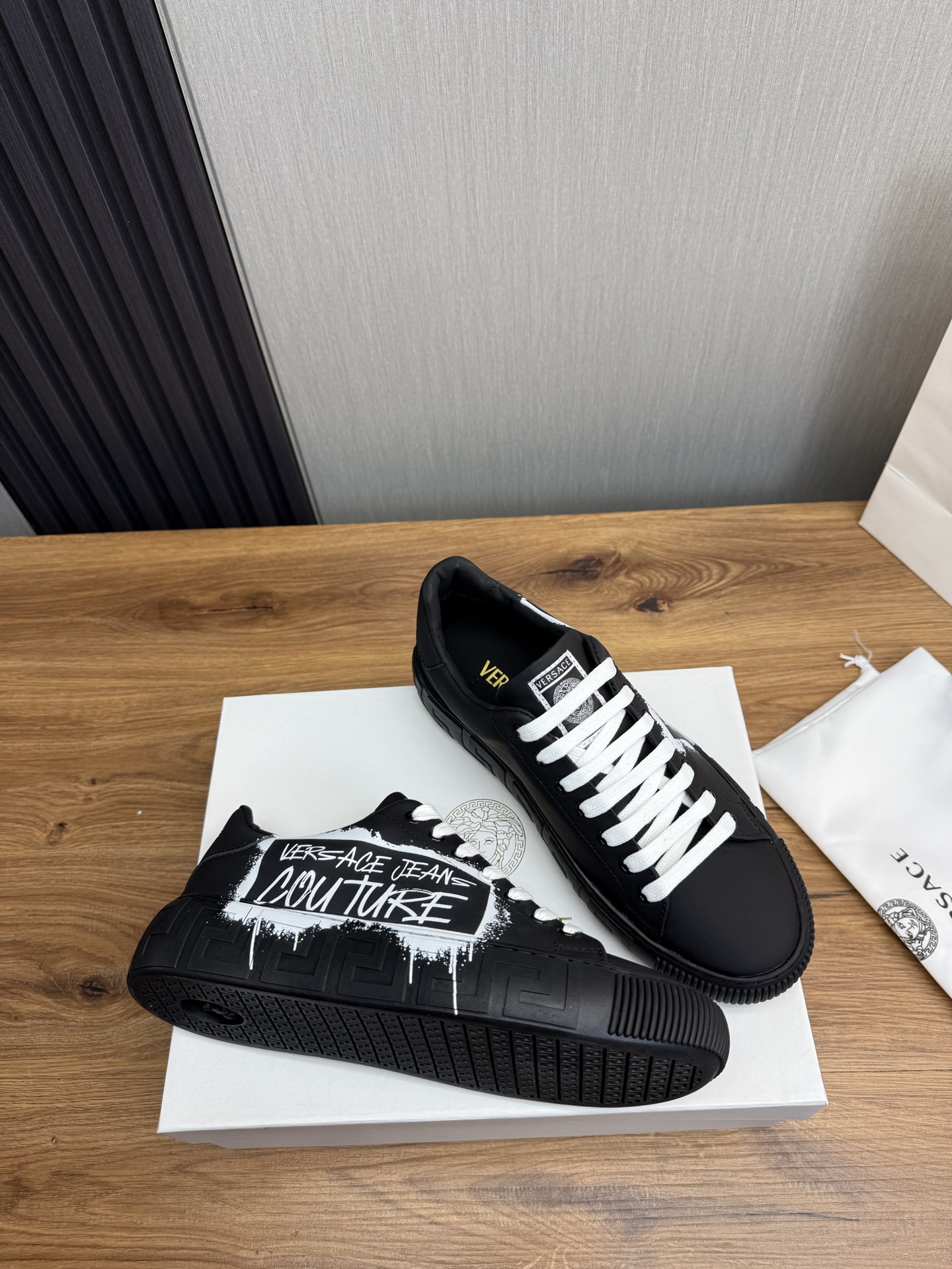 Versace Leather Low-Top Sneakers Multicolor