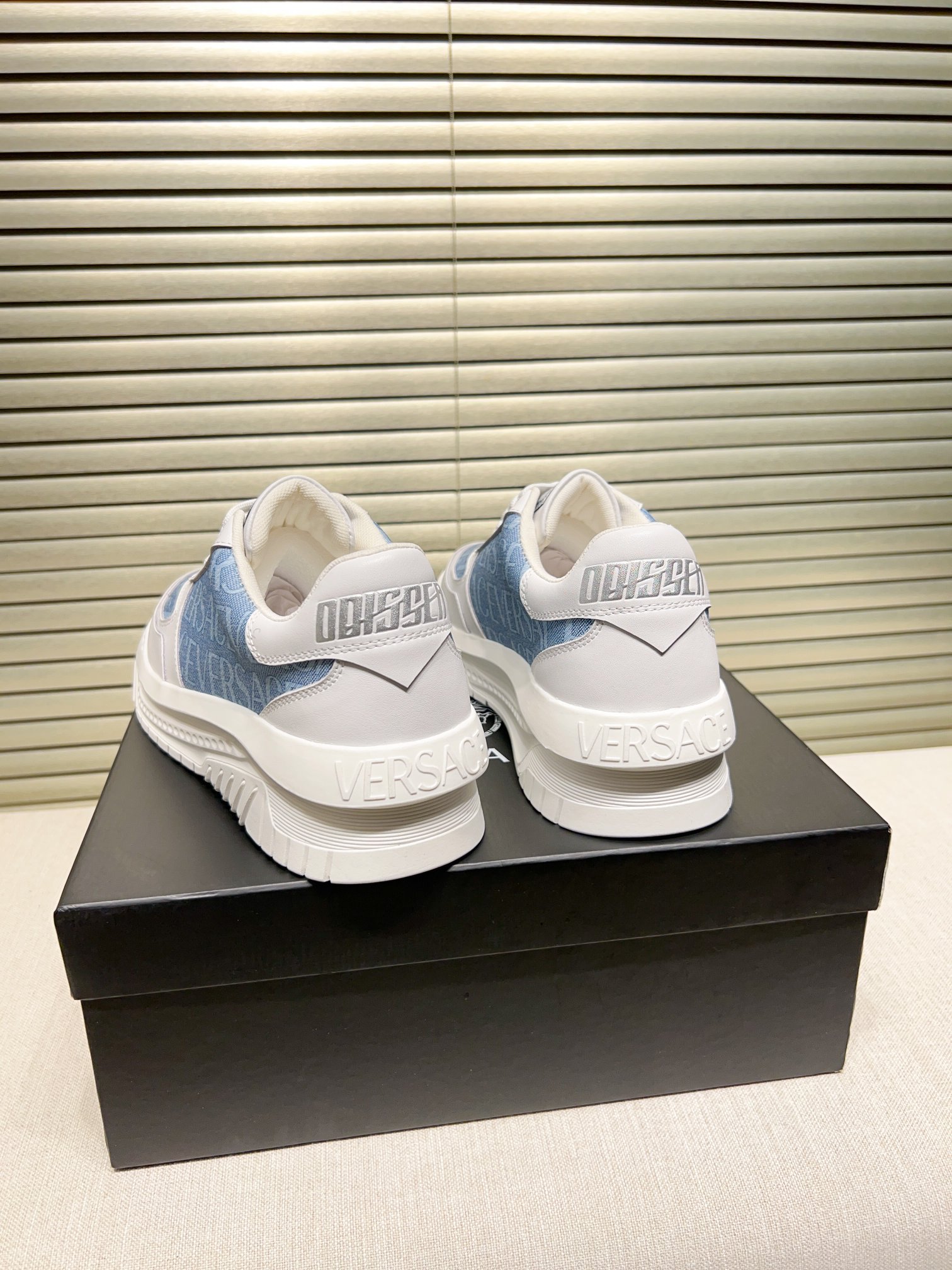 Versace Greca Knit Chunky Sneakers Blue