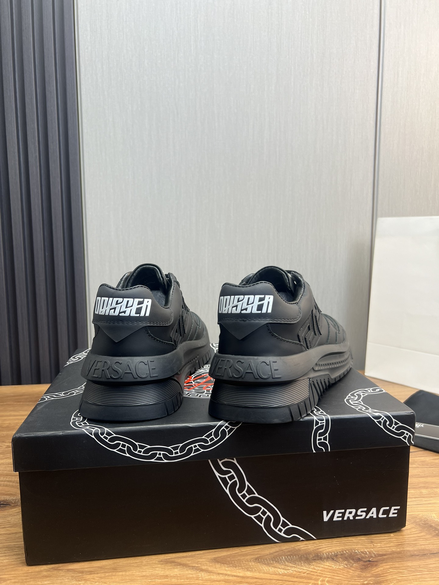 Versace Leather Casual Sneakers Black