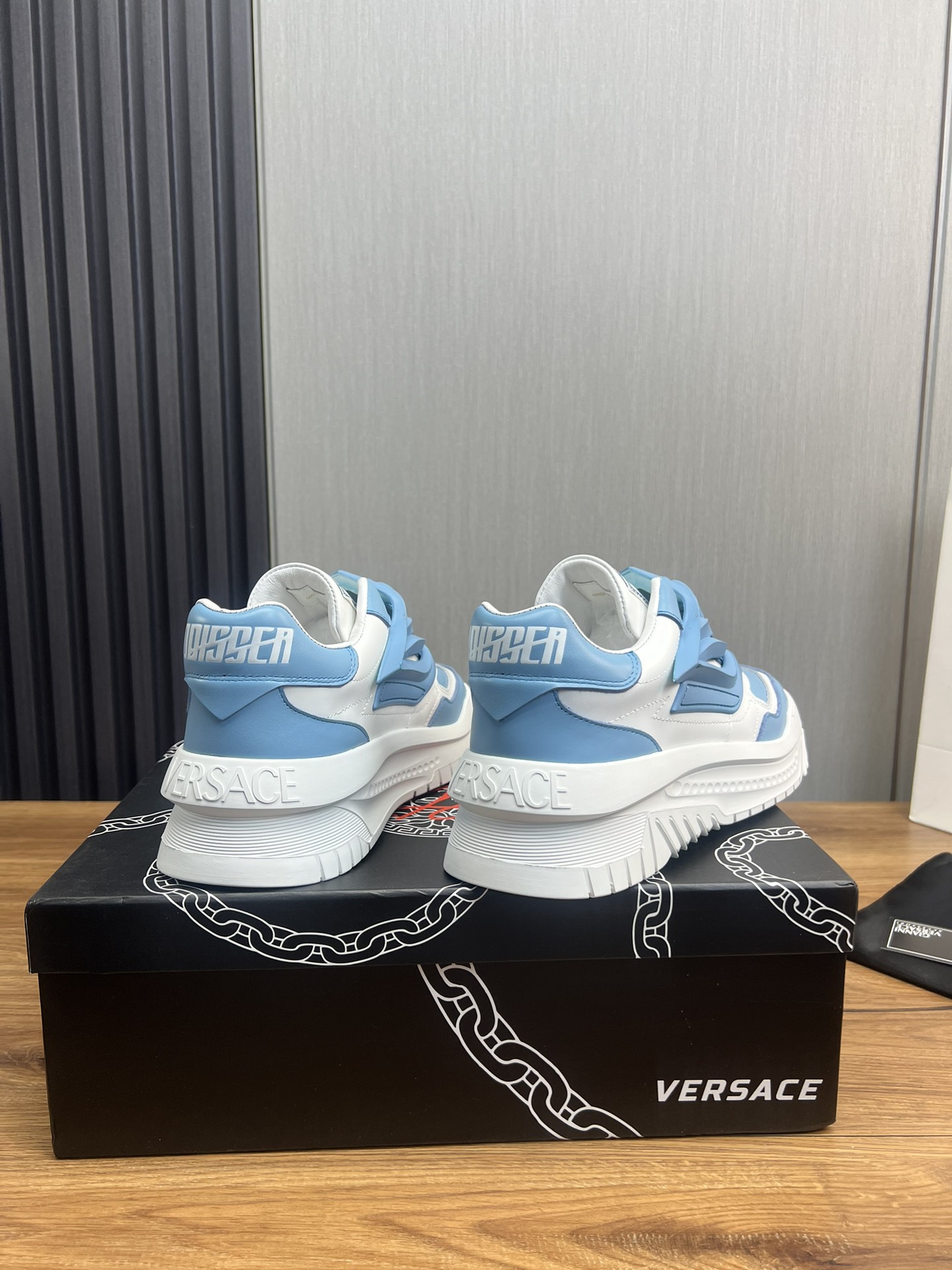 Versace Leather Casual Sneakers Blue/White