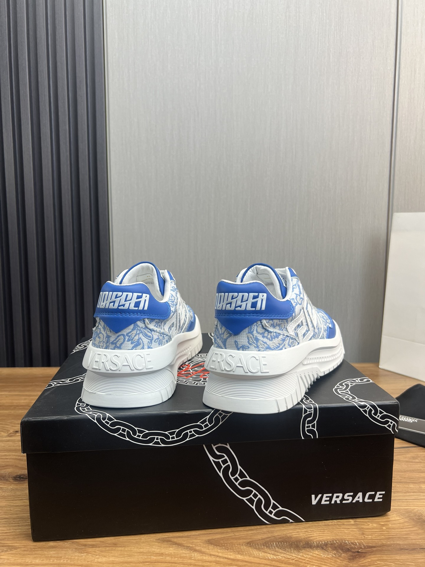 Versace Leather Casual Sneakers Blue
