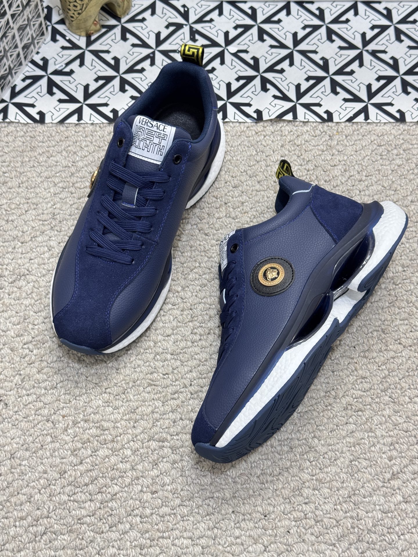 Versace Low-Top Runner Sneakers Navy
