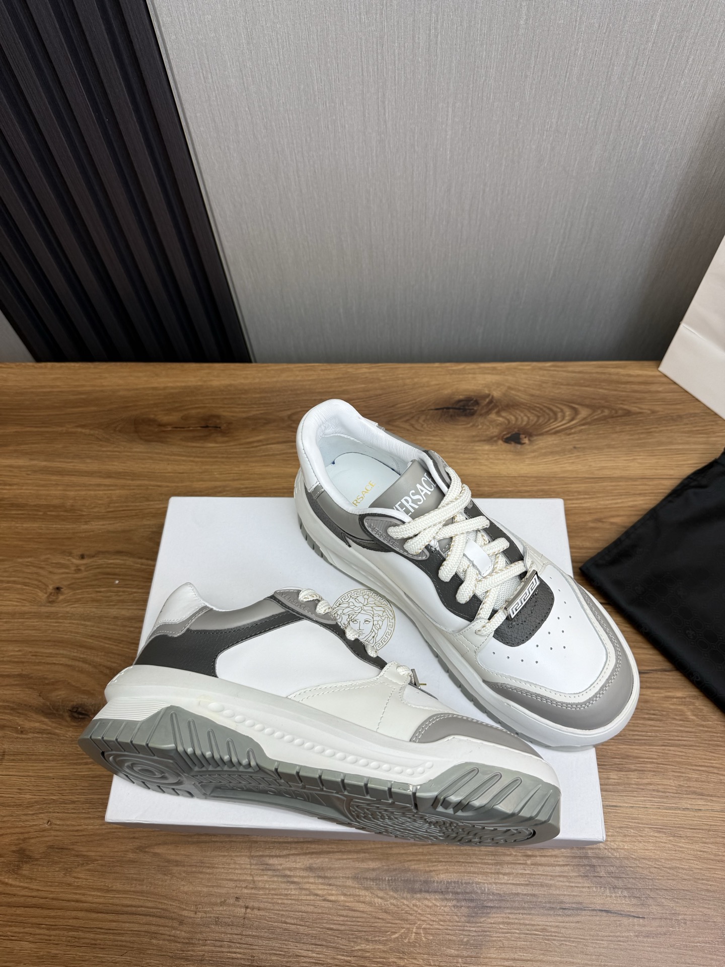 Versace Leather Casual Sneakers Gray
