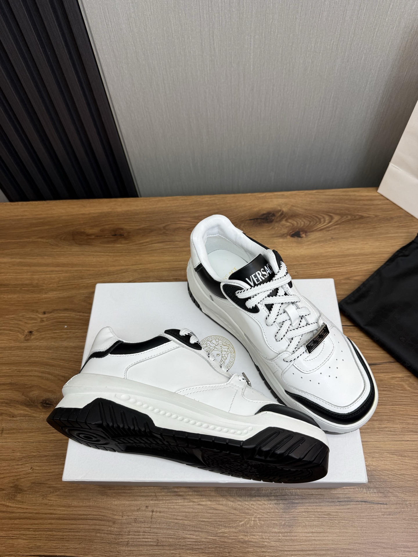 Versace Leather Chunky Sneakers White/Black