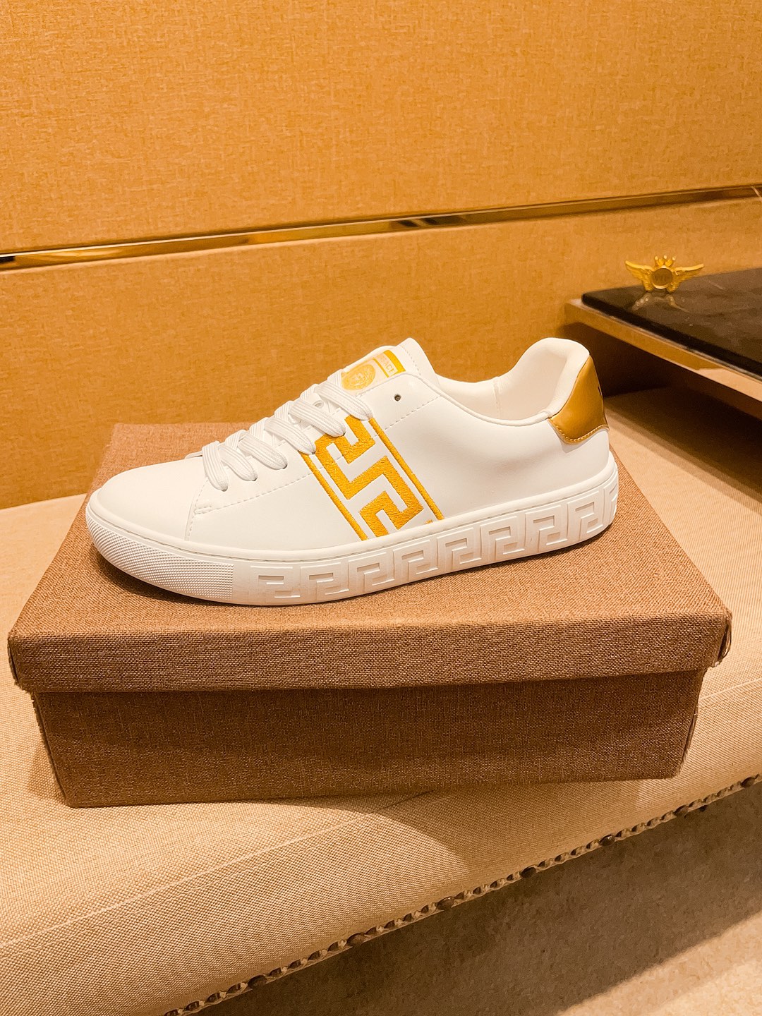 Versace Leather Low-Top Sneakers White/Gold