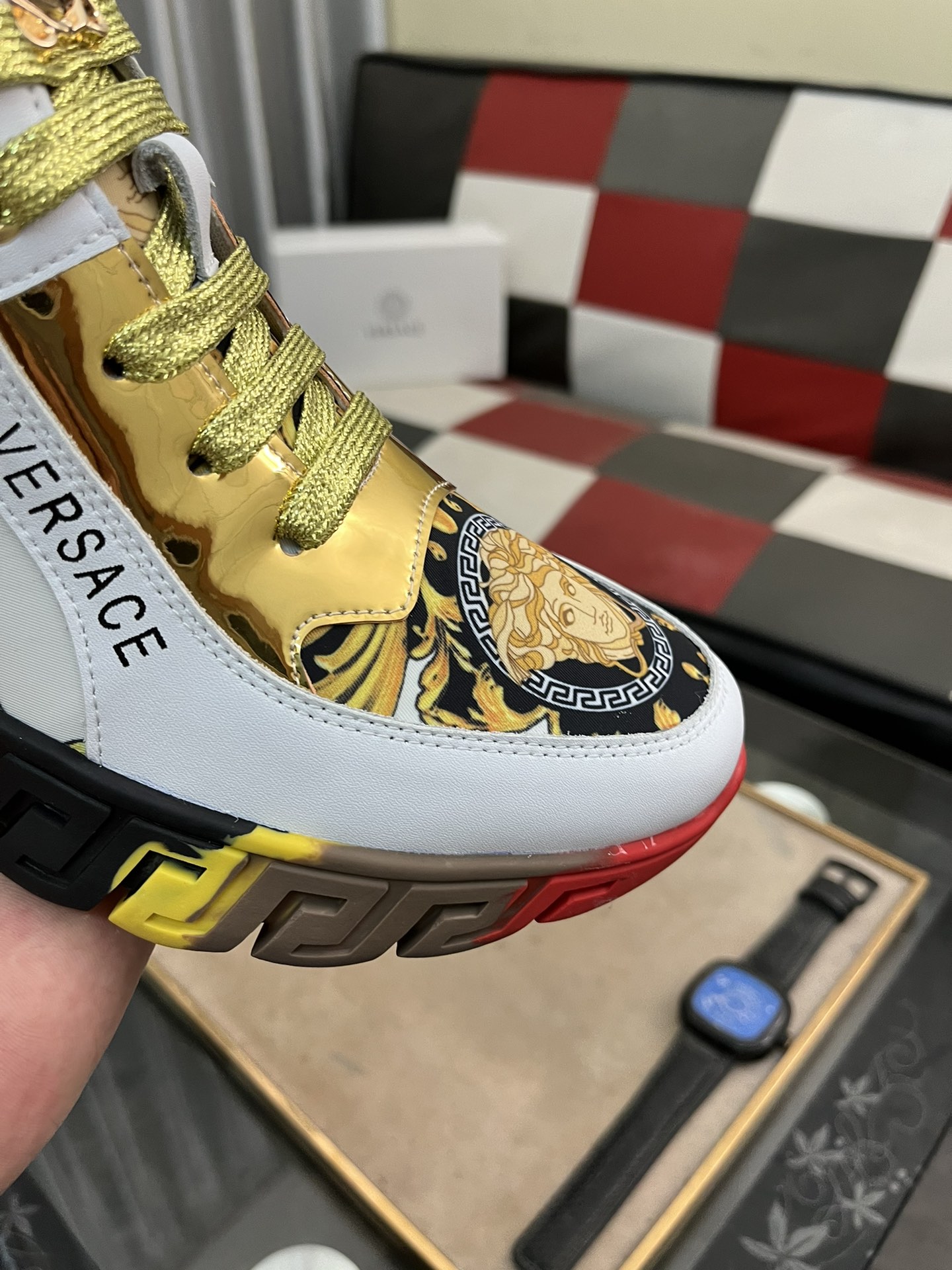 Versace Baroque High-Top Sneakers White/Gold