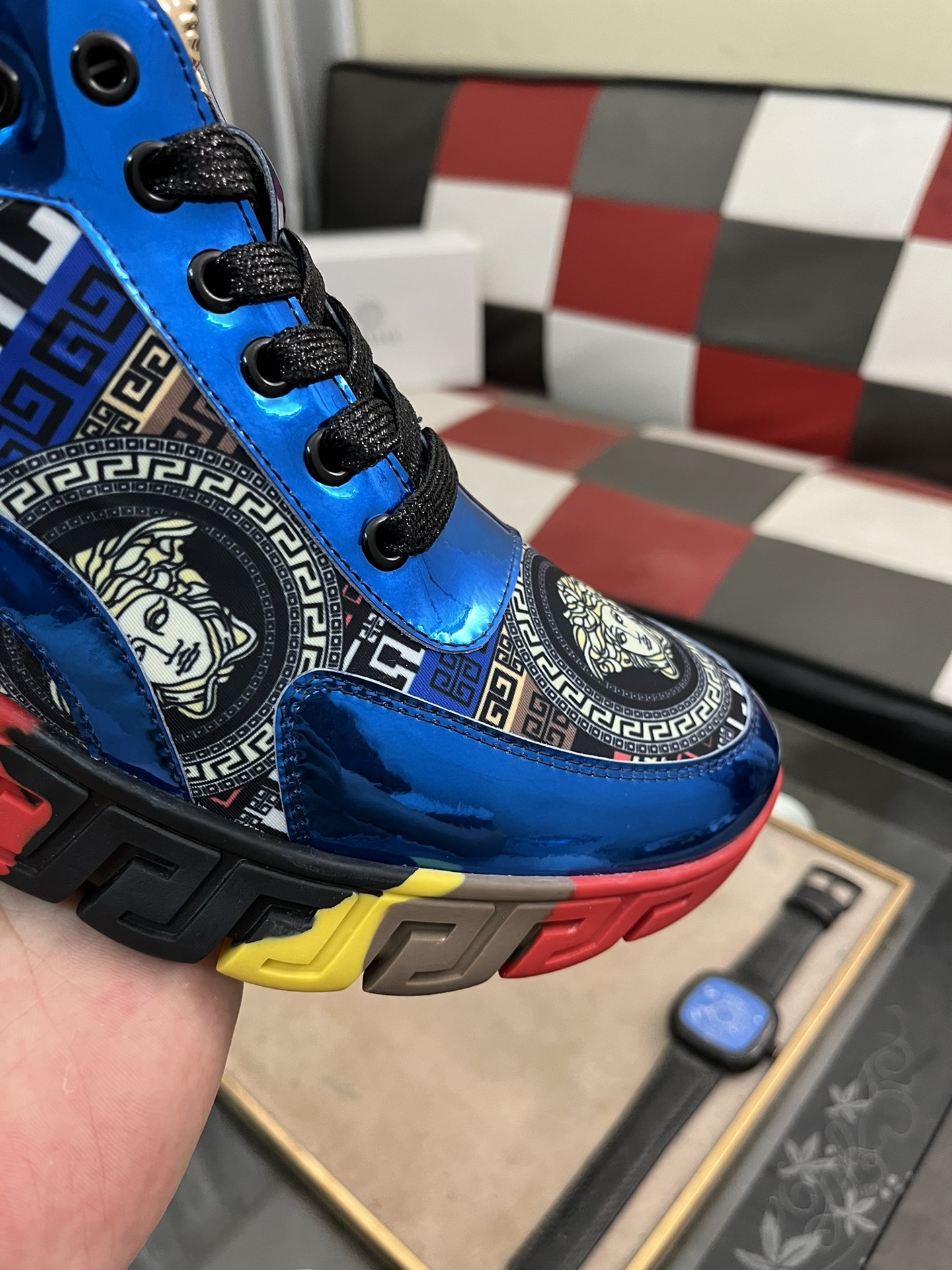 Versace Leather Chunky Sneakers Multicolor