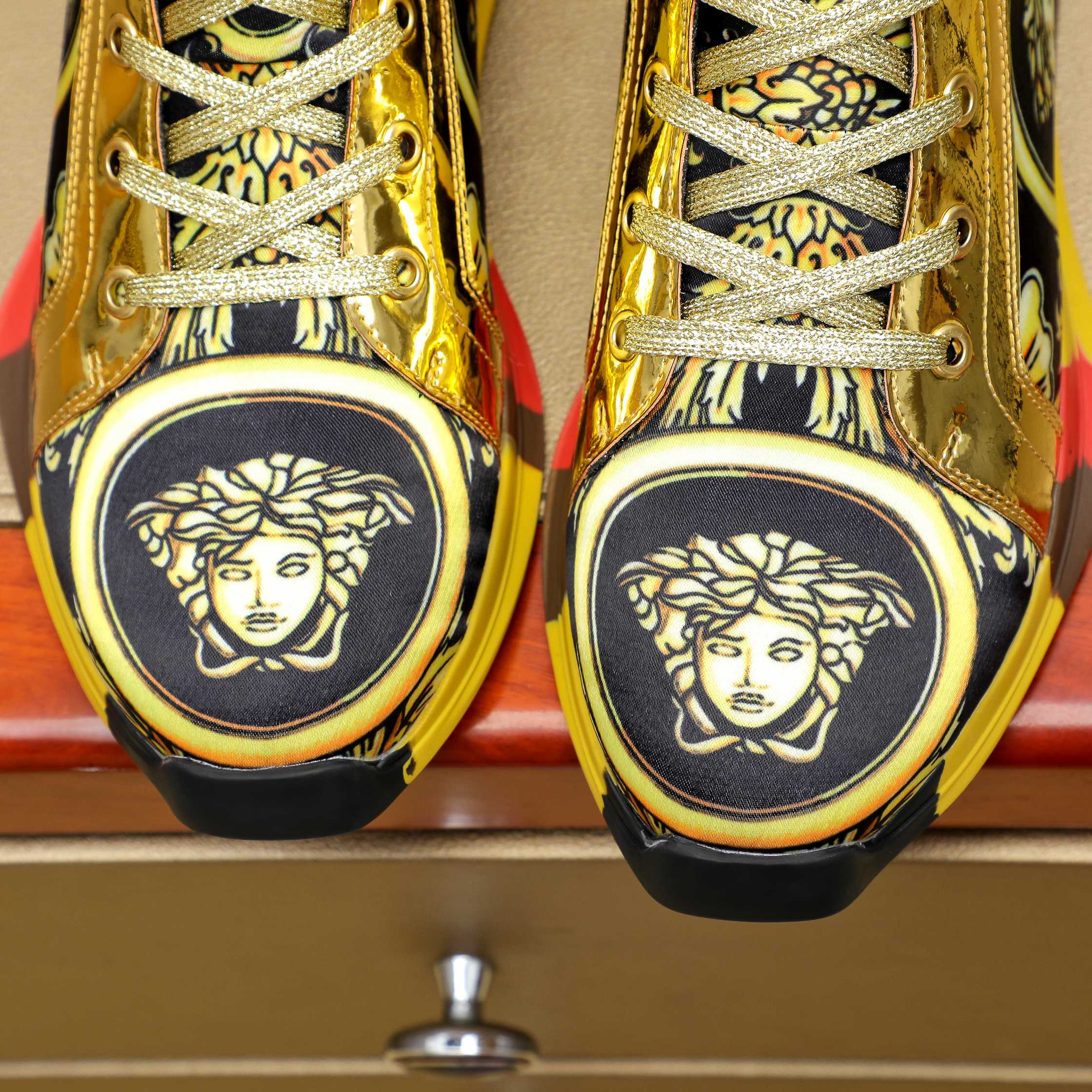 Versace Medusa High-Top Sneakers Gold