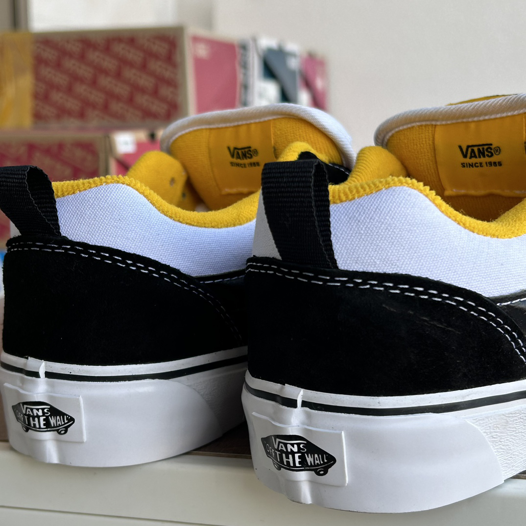 Vans Knu Skool Low-Top Skate Sneakers Black/White/Yellow