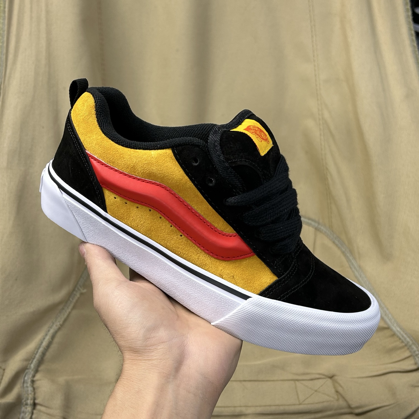 Vans Knu Skool Suede Skate Shoes Black/Yellow/Red