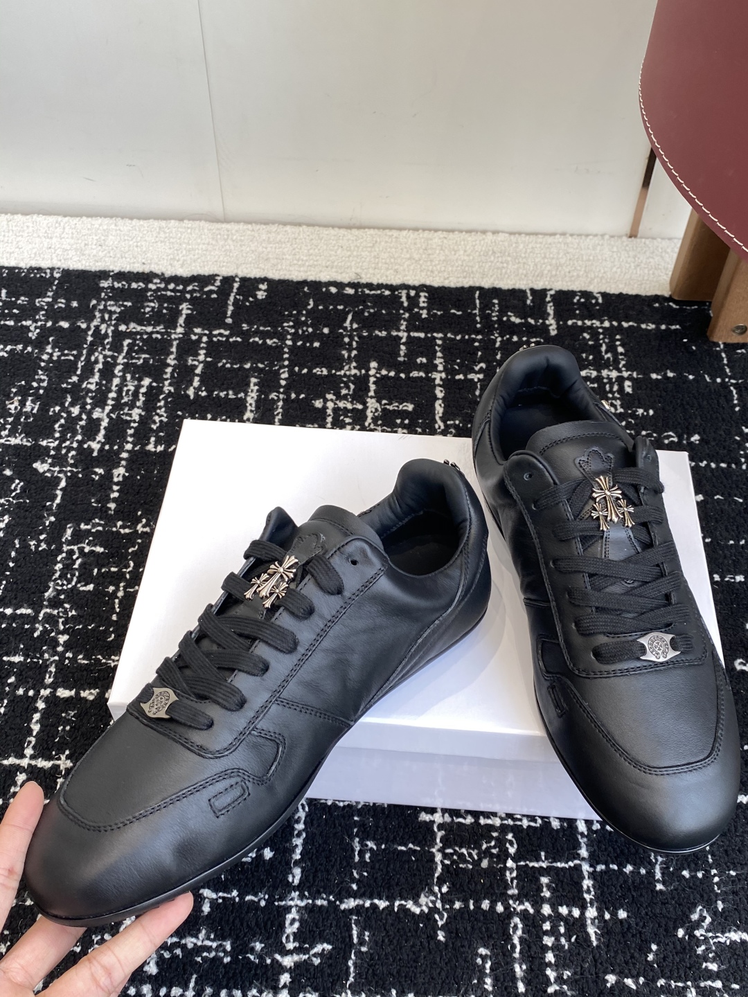 Rick Owens Leather Trainer Sneakers Black