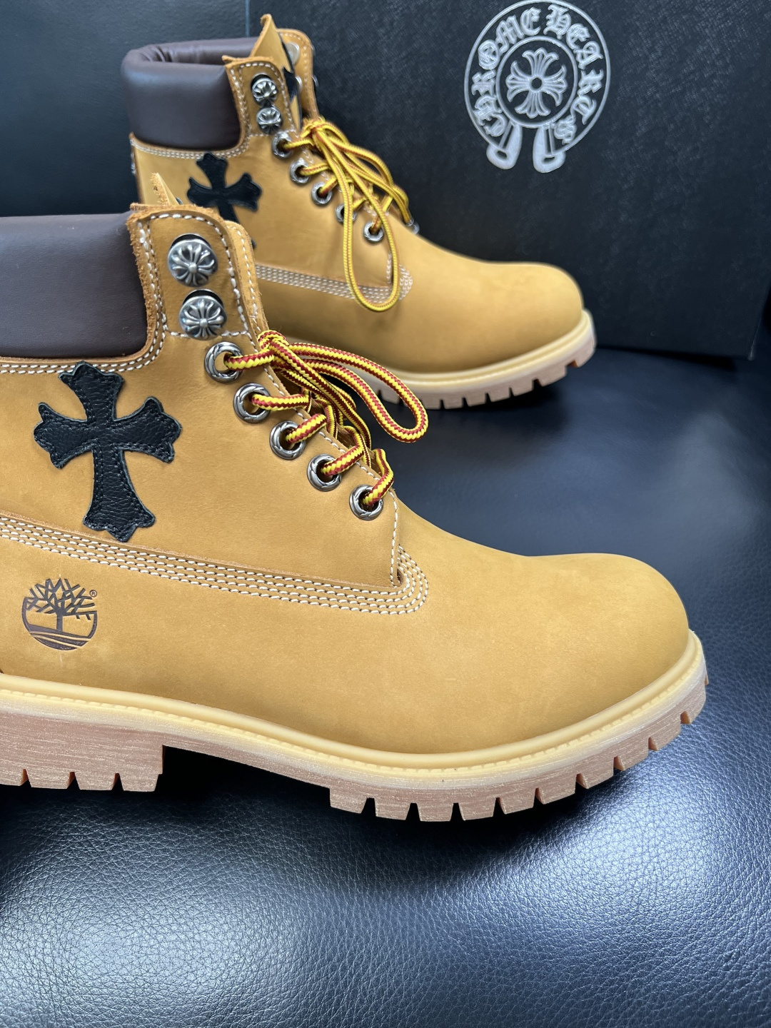 Chrome Heart x Timberland Leather Boots Wheat