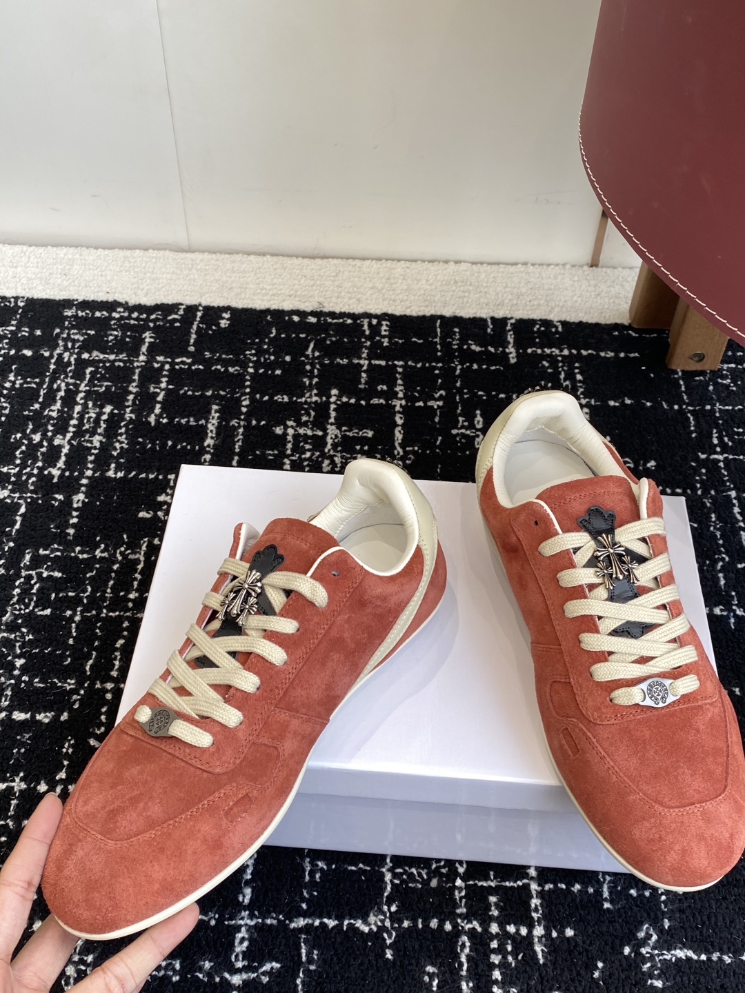 Rick Owens Suede Low Sneaker Red