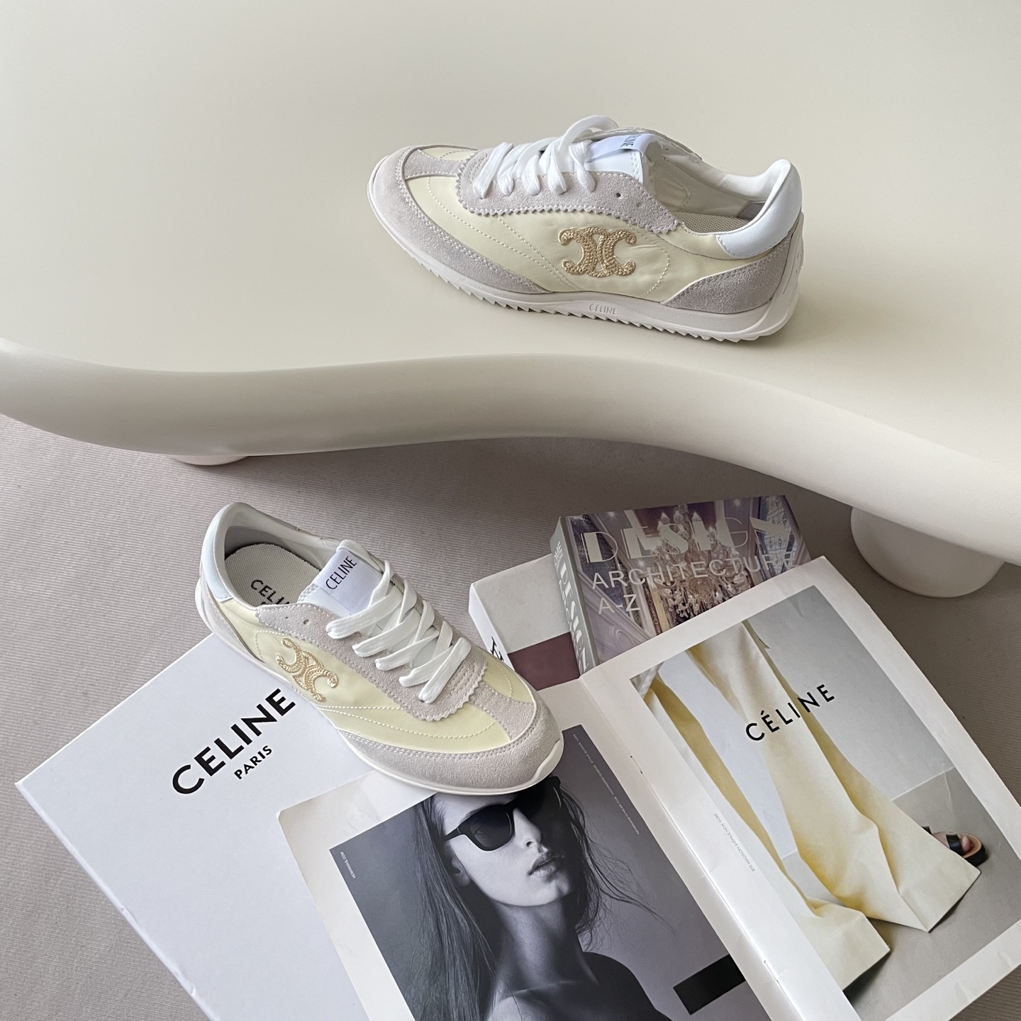 Celine Racer Trainer Sneaker Cream