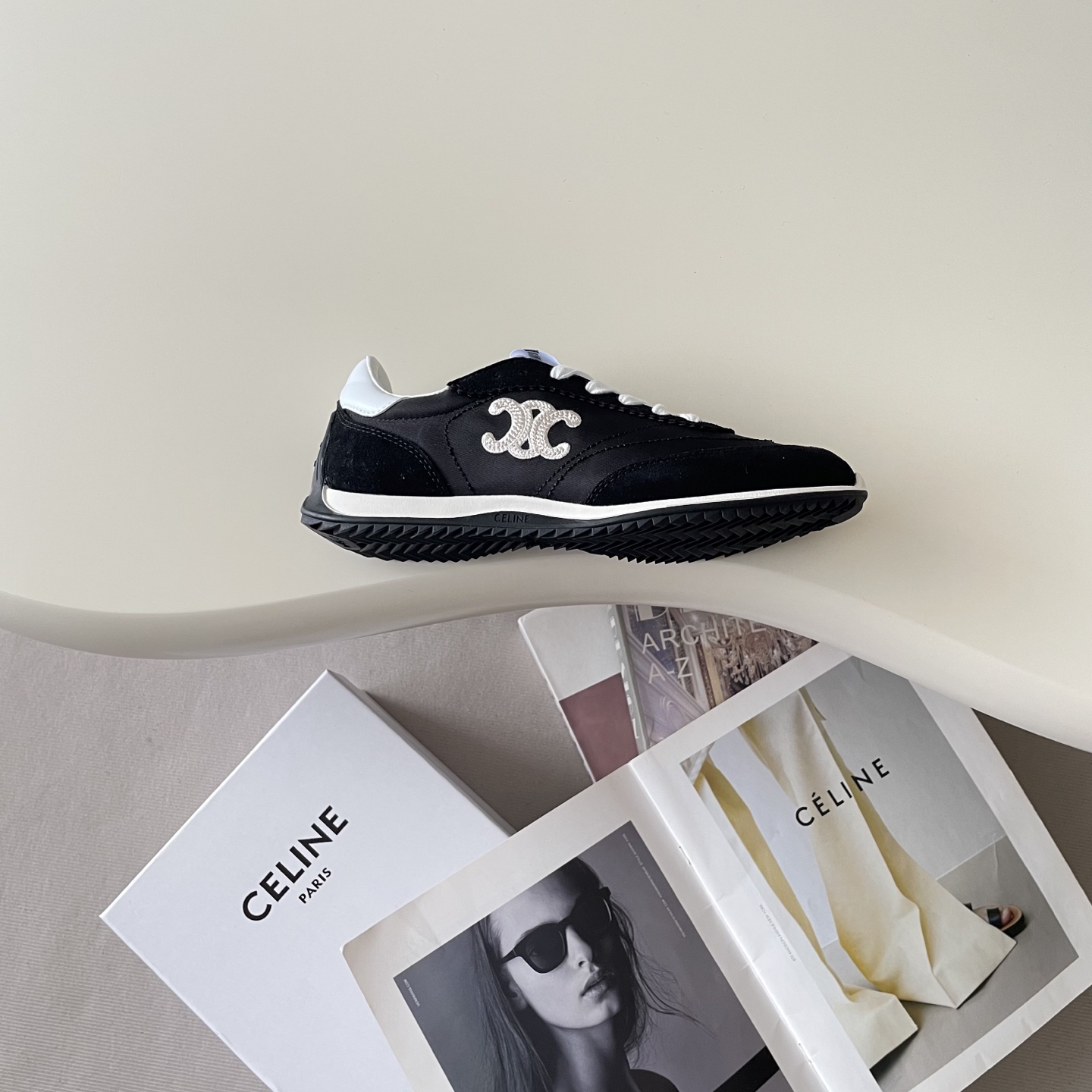 Celine Racer Retro Trainer Black/White