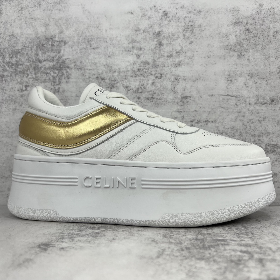 Celine Triomphe Platform Sneakers White/Gold