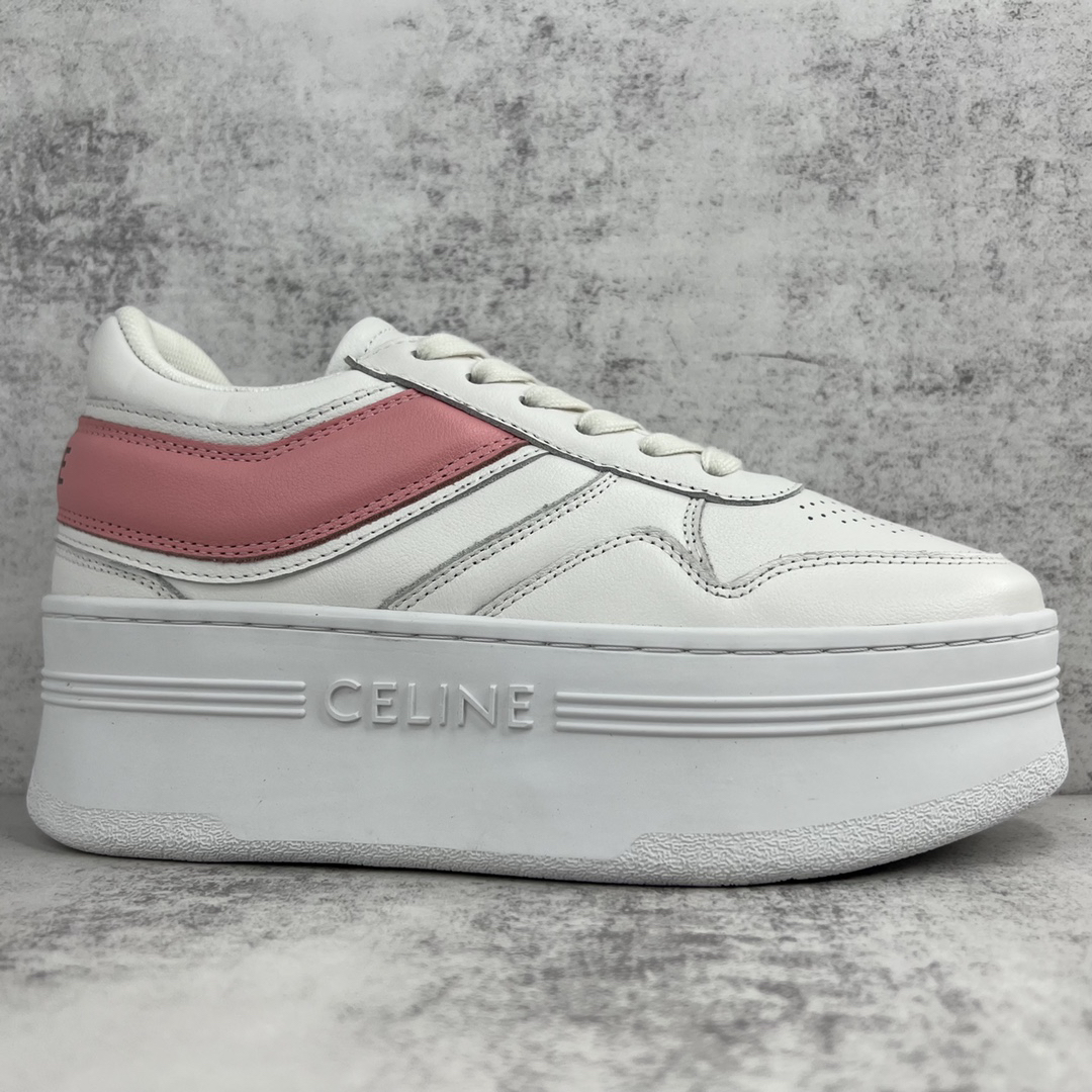 Celine Triomphe Platform Sneakers White/Pink