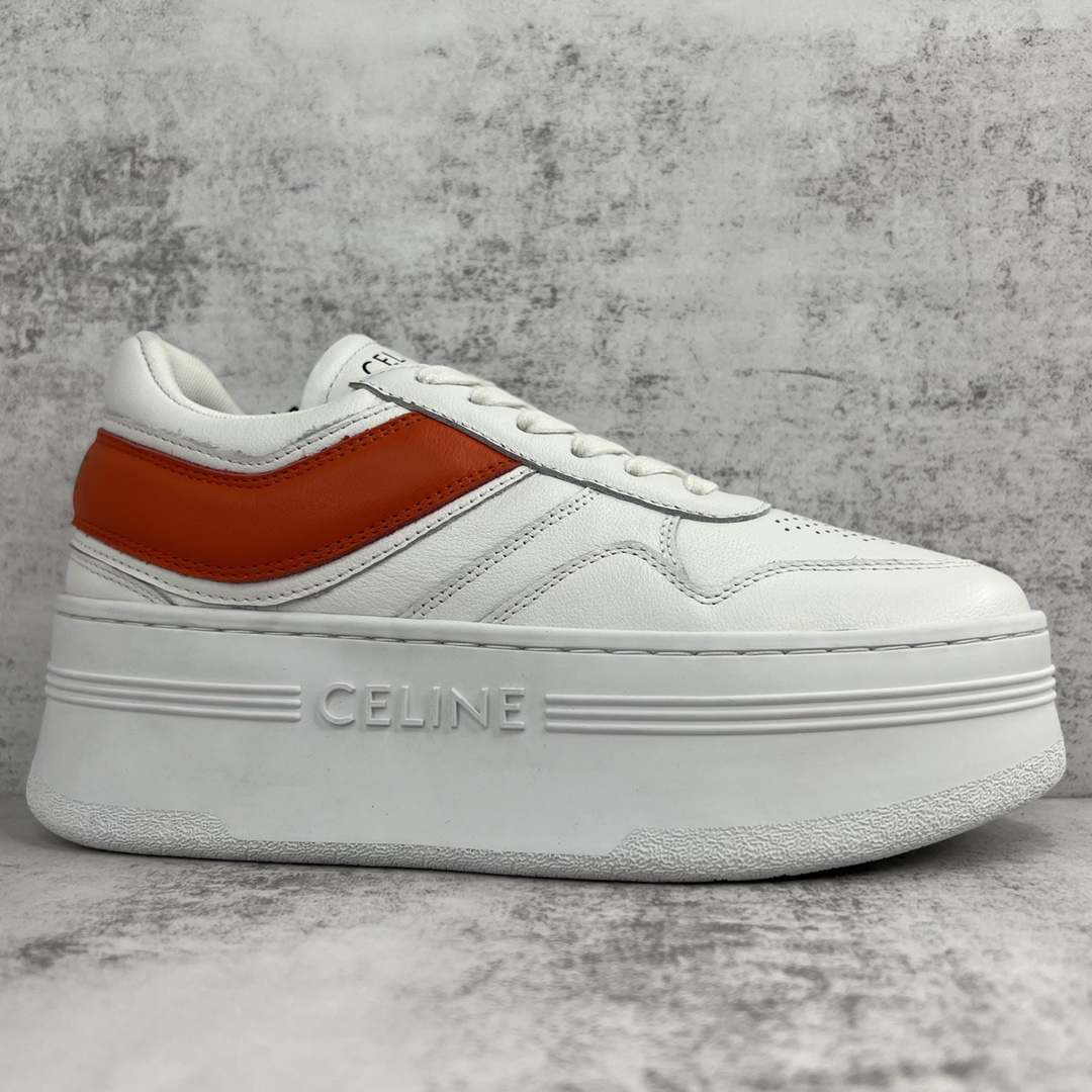 Celine Triomphe Platform Sneakers White/Orange