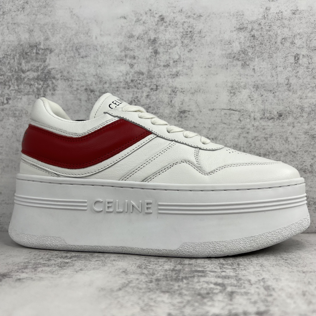 Celine Triomphe Platform Sneakers White/Red