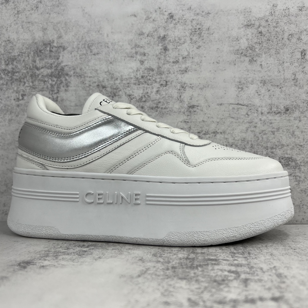 Celine Triomphe Platform Sneakers White/Silver