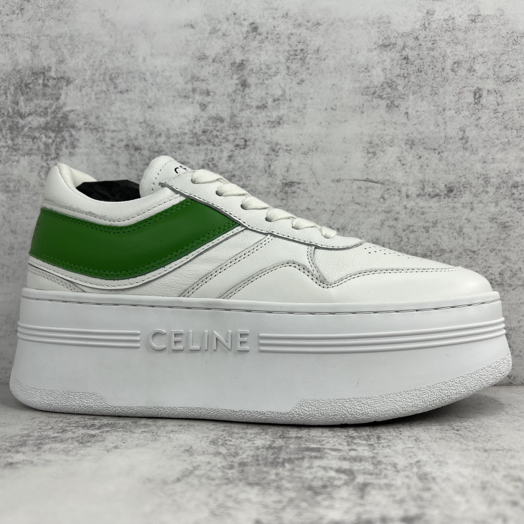 Celine Triomphe Platform Sneakers White/Green