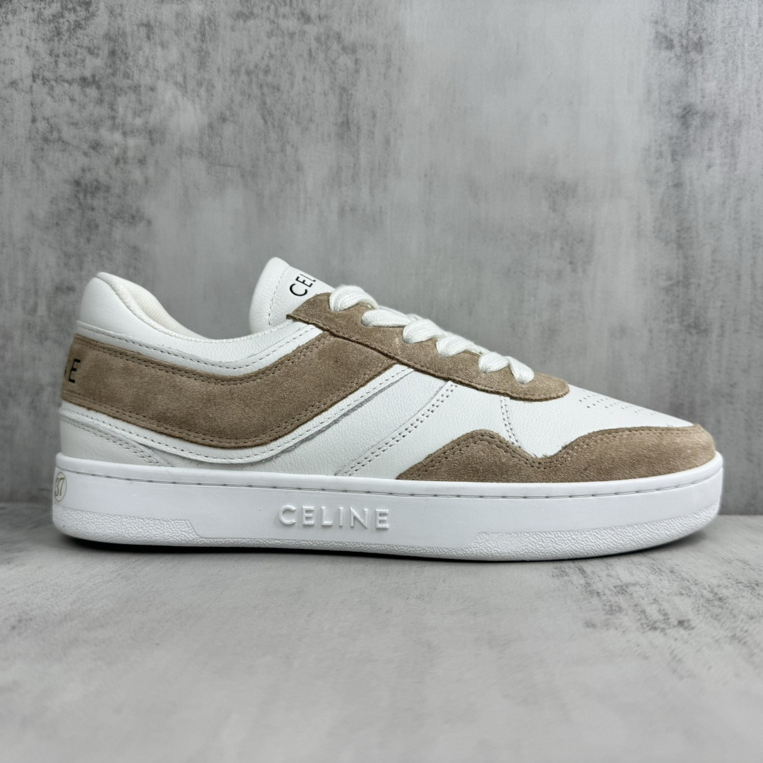 Celine Trainer Skate Sneakers White/Tan
