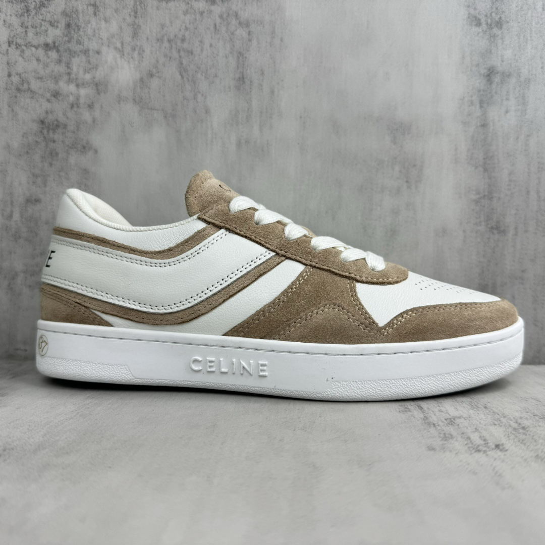 Celine Trainer Skate Sneakers White/Tan