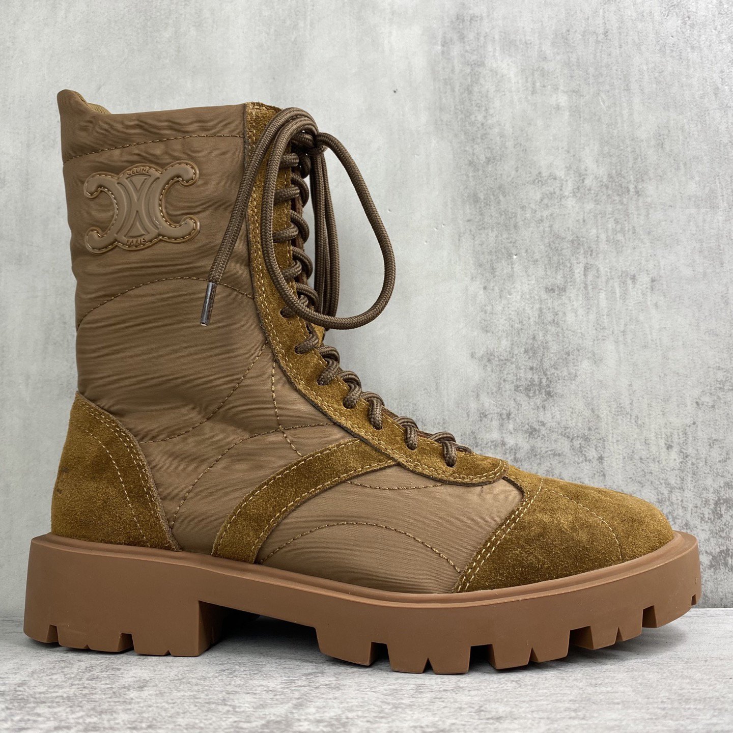 Celine Retro Lace-Up Boots Brown