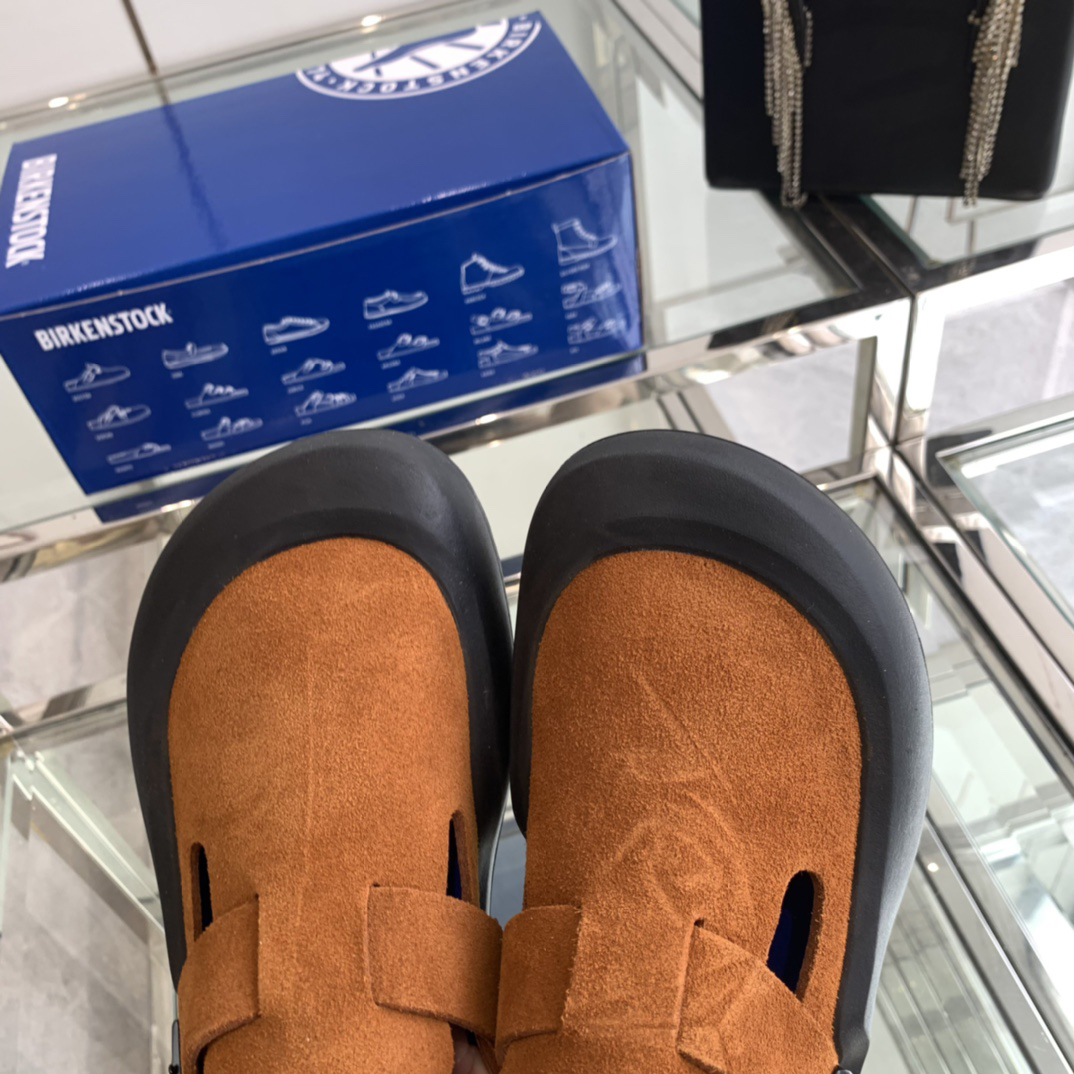 Birkenstock Suede Clog Loafers Brown
