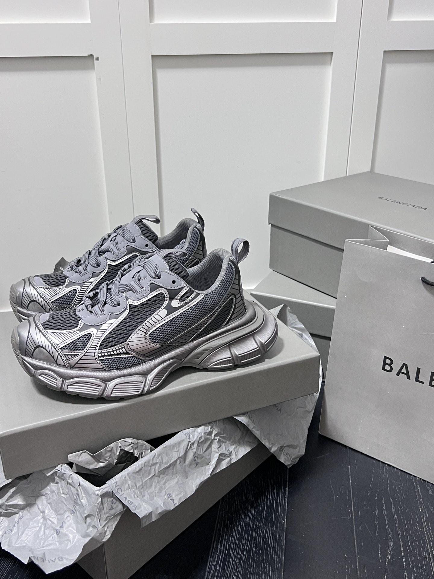 Balenciaga Chunky Dad Sneakers Silver